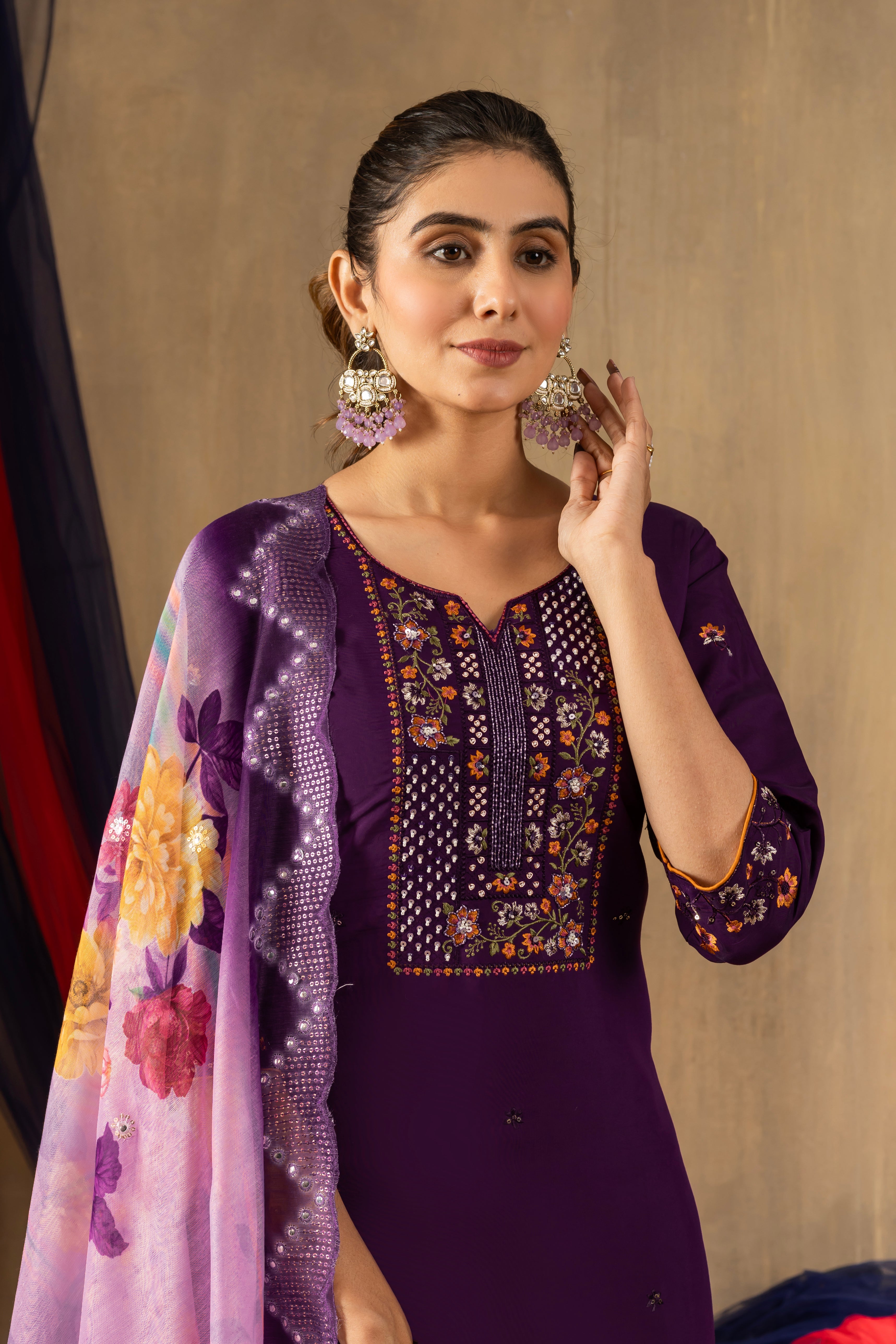 Elegant Straight Kurti Pant Dupatta Set