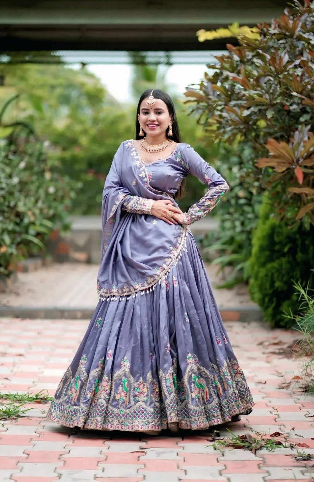 Premium Chinon Coding Thread Embroidered Lehenga Choli Set with Dupatta