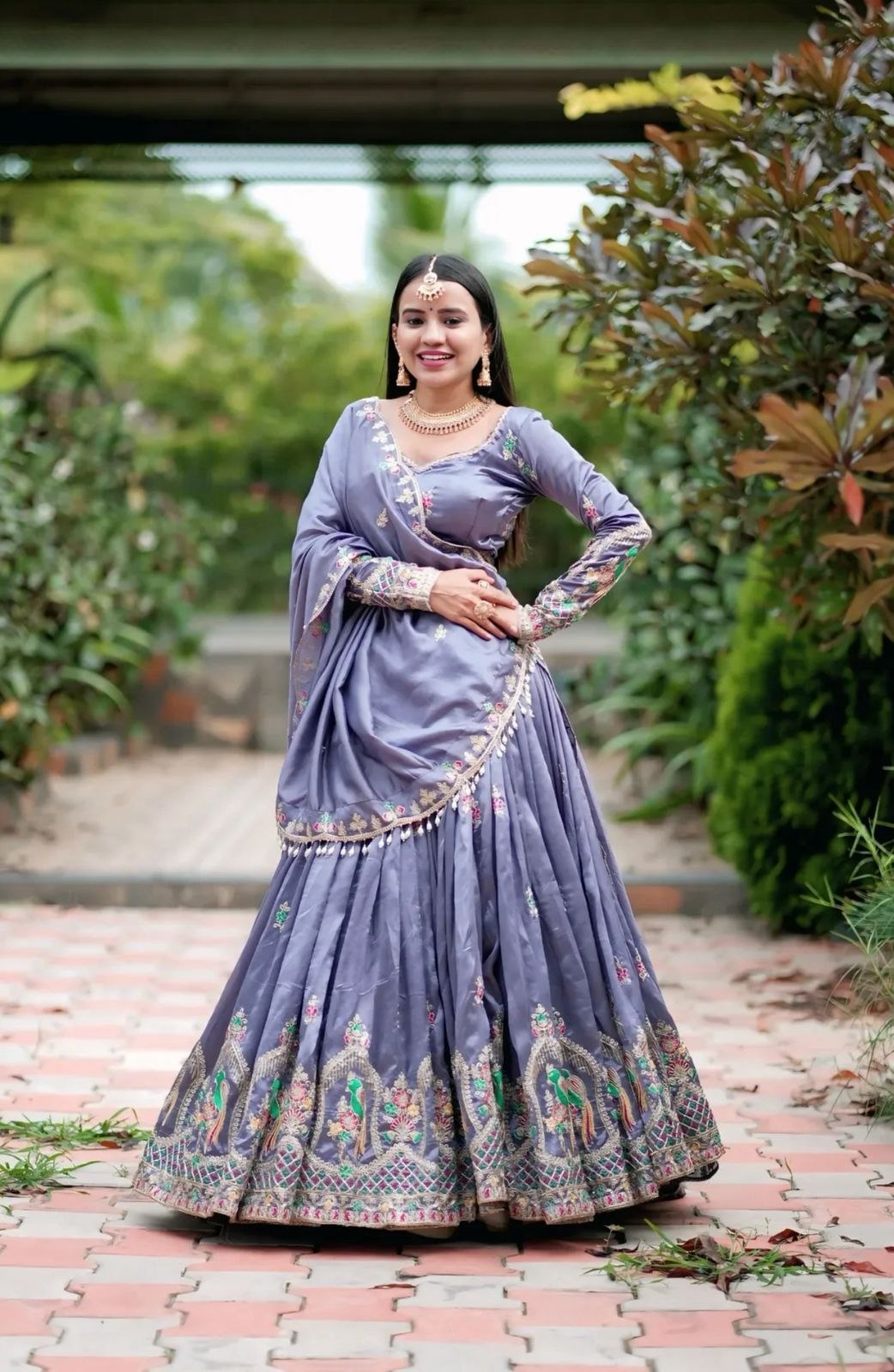 Premium Chinon Coding Thread Embroidered Lehenga Choli Set with Dupatta