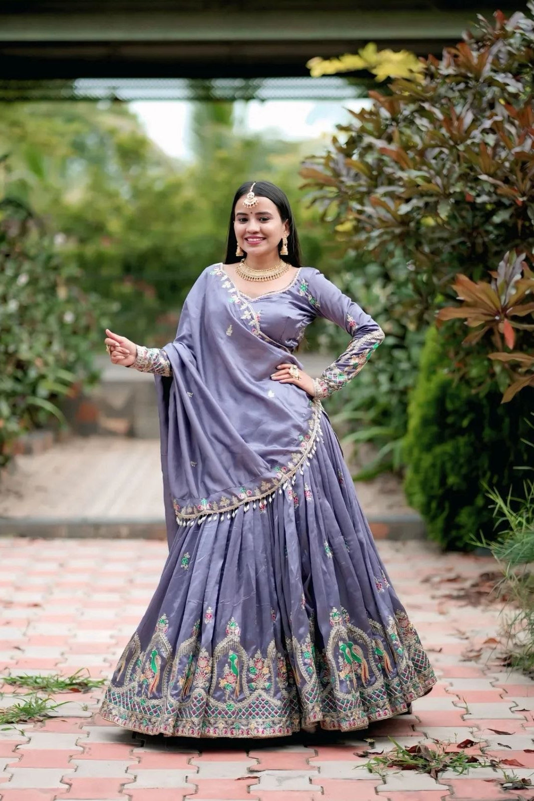 Premium Chinon Coding Thread Embroidered Lehenga Choli Set with Dupatta