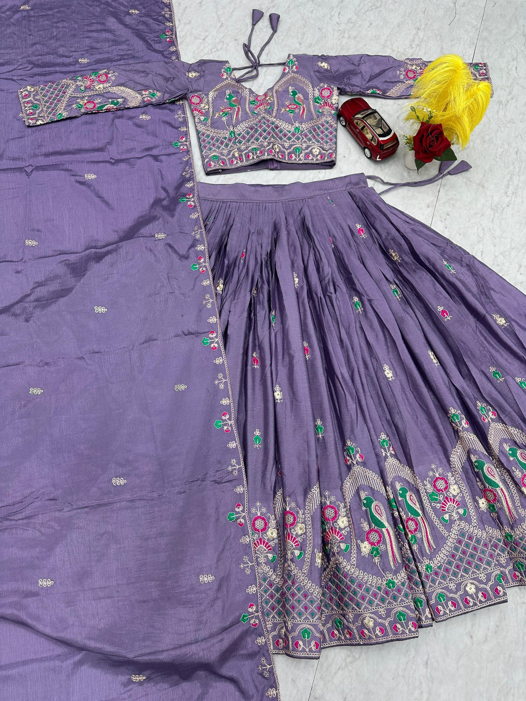 Premium Chinon Coding Thread Embroidered Lehenga Choli Set with Dupatta