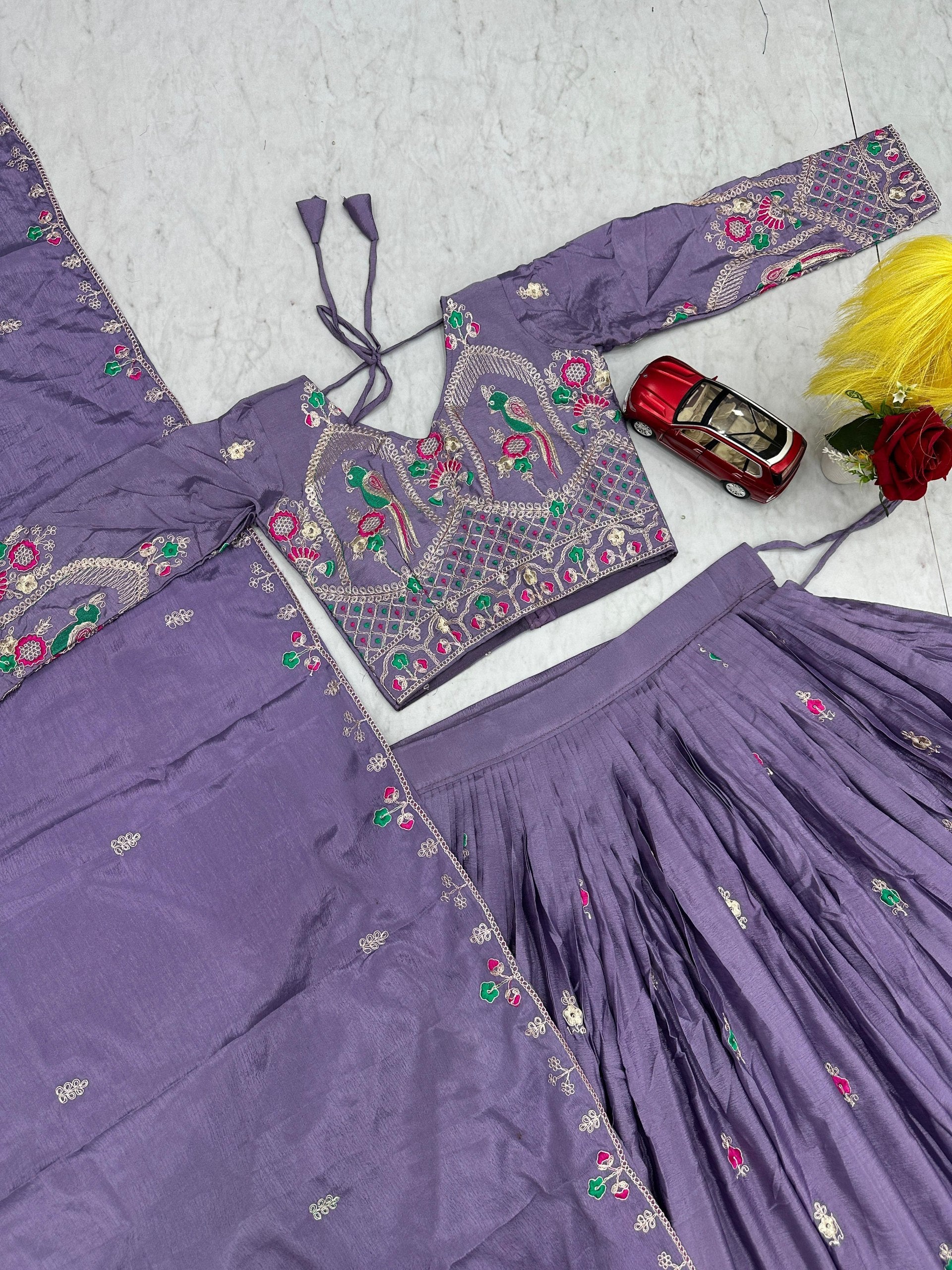 Premium Chinon Coding Thread Embroidered Lehenga Choli Set with Dupatta