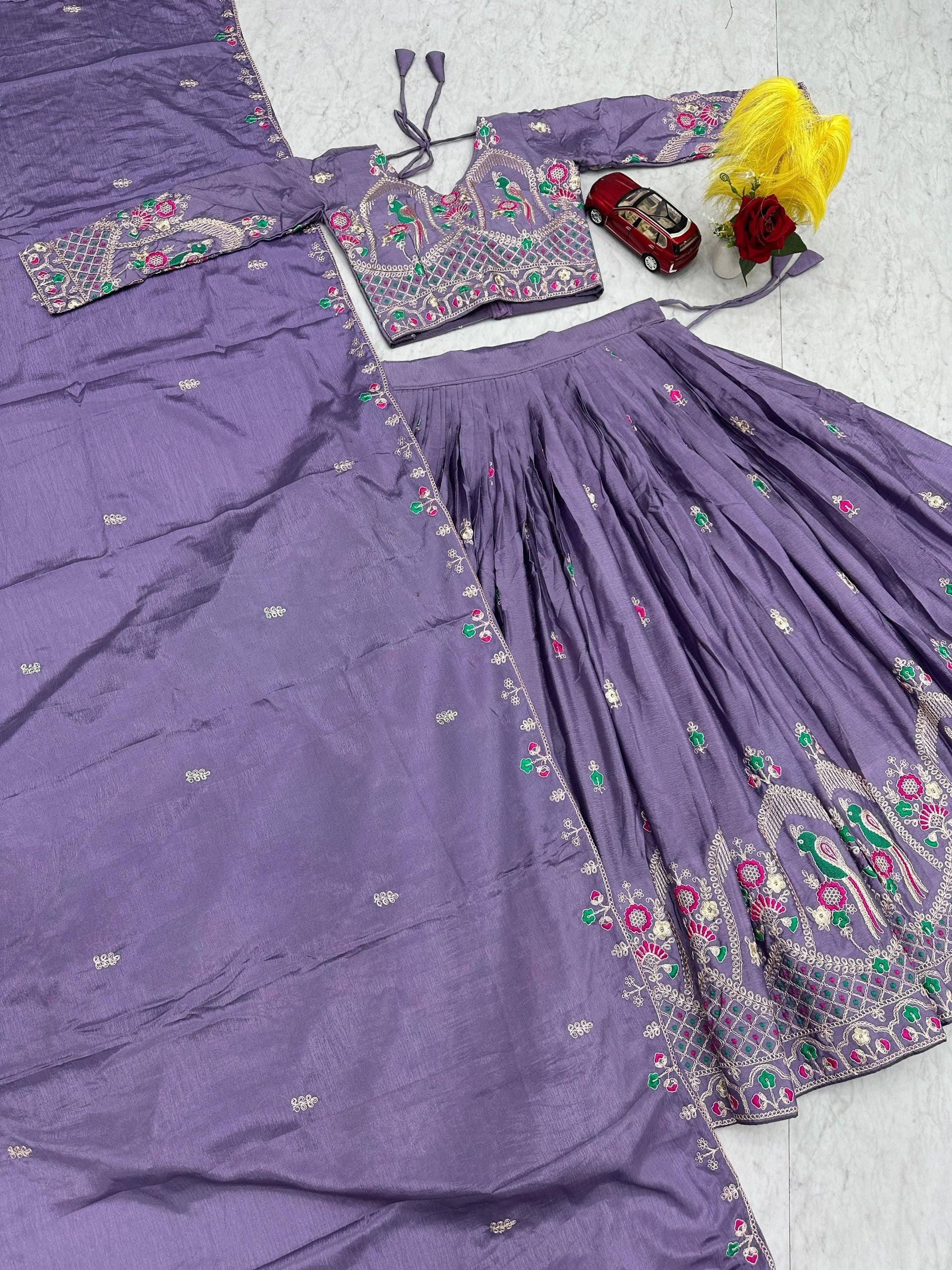 Premium Chinon Coding Thread Embroidered Lehenga Choli Set with Dupatta