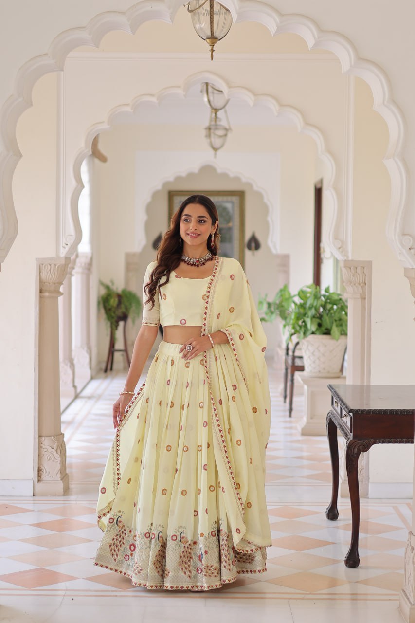 Designer Vichitra Silk Lehenga Set with Embroidered Dupatta – Festive & Wedding Wear
