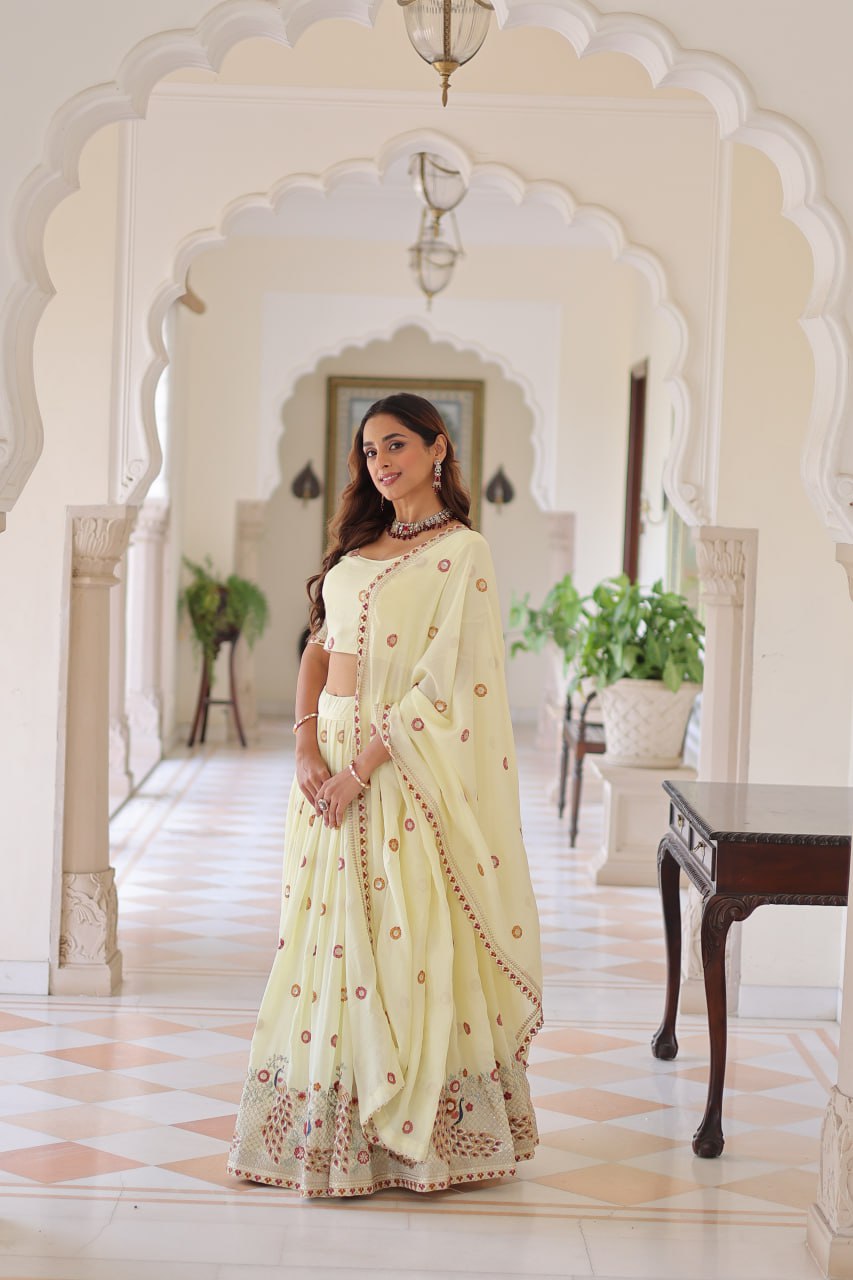 Designer Vichitra Silk Lehenga Set with Embroidered Dupatta – Festive & Wedding Wear
