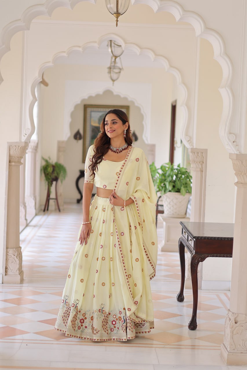 Designer Vichitra Silk Lehenga Set with Embroidered Dupatta – Festive & Wedding Wear