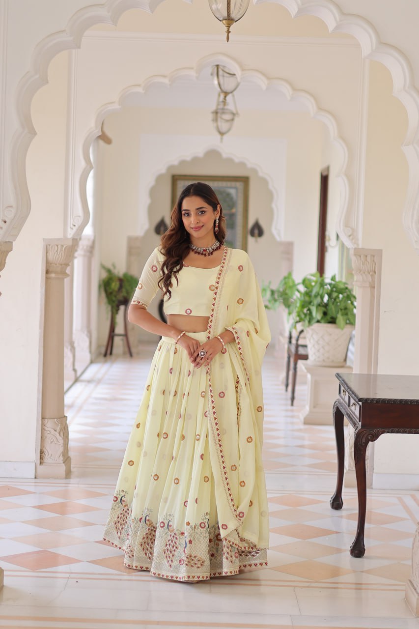 Designer Vichitra Silk Lehenga Set with Embroidered Dupatta – Festive & Wedding Wear