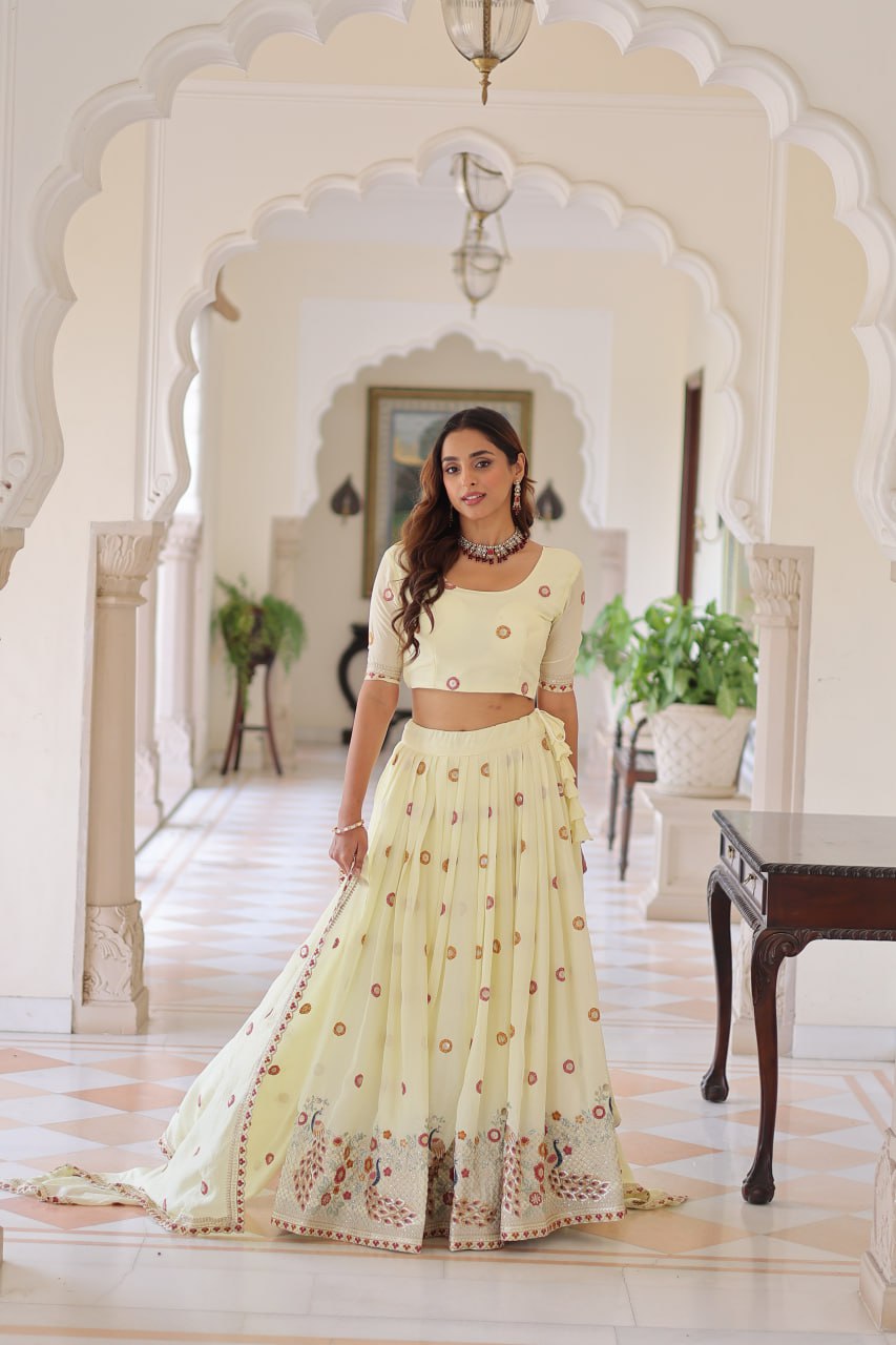 Designer Vichitra Silk Lehenga Set with Embroidered Dupatta – Festive & Wedding Wear