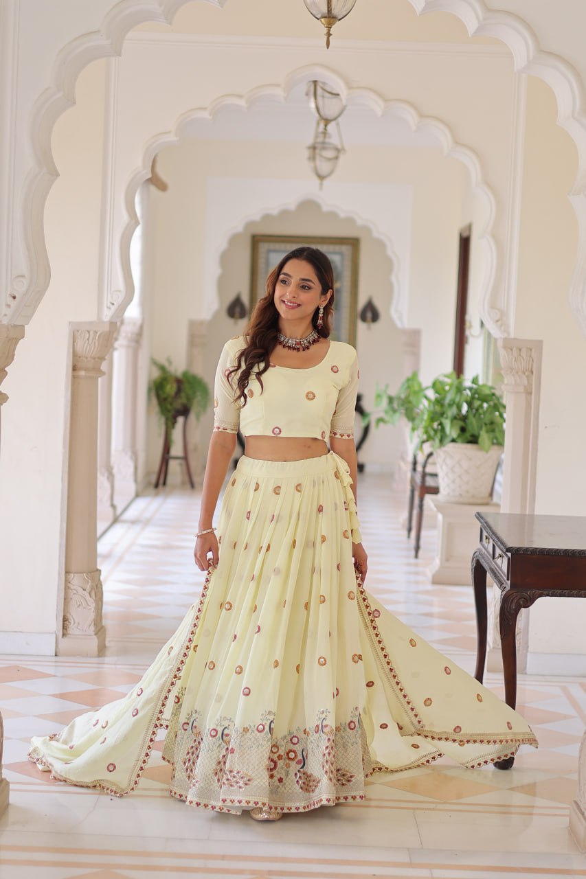 Designer Vichitra Silk Lehenga Set with Embroidered Dupatta – Festive & Wedding Wear
