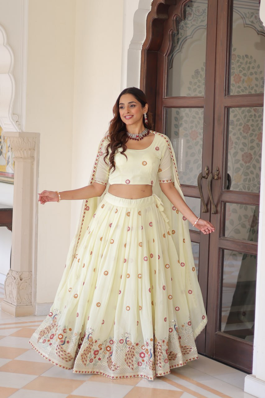 Designer Vichitra Silk Lehenga Set with Embroidered Dupatta – Festive & Wedding Wear