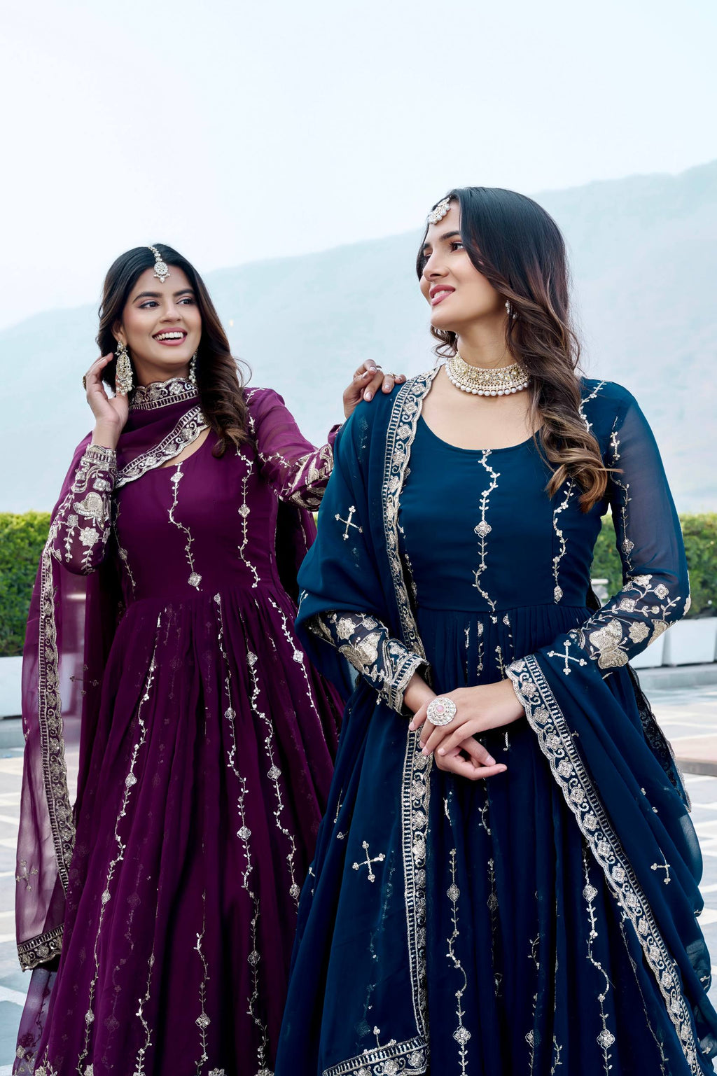 Elegant Fox Georgette Gown with Heavy Sequence Embroidered Dupatta