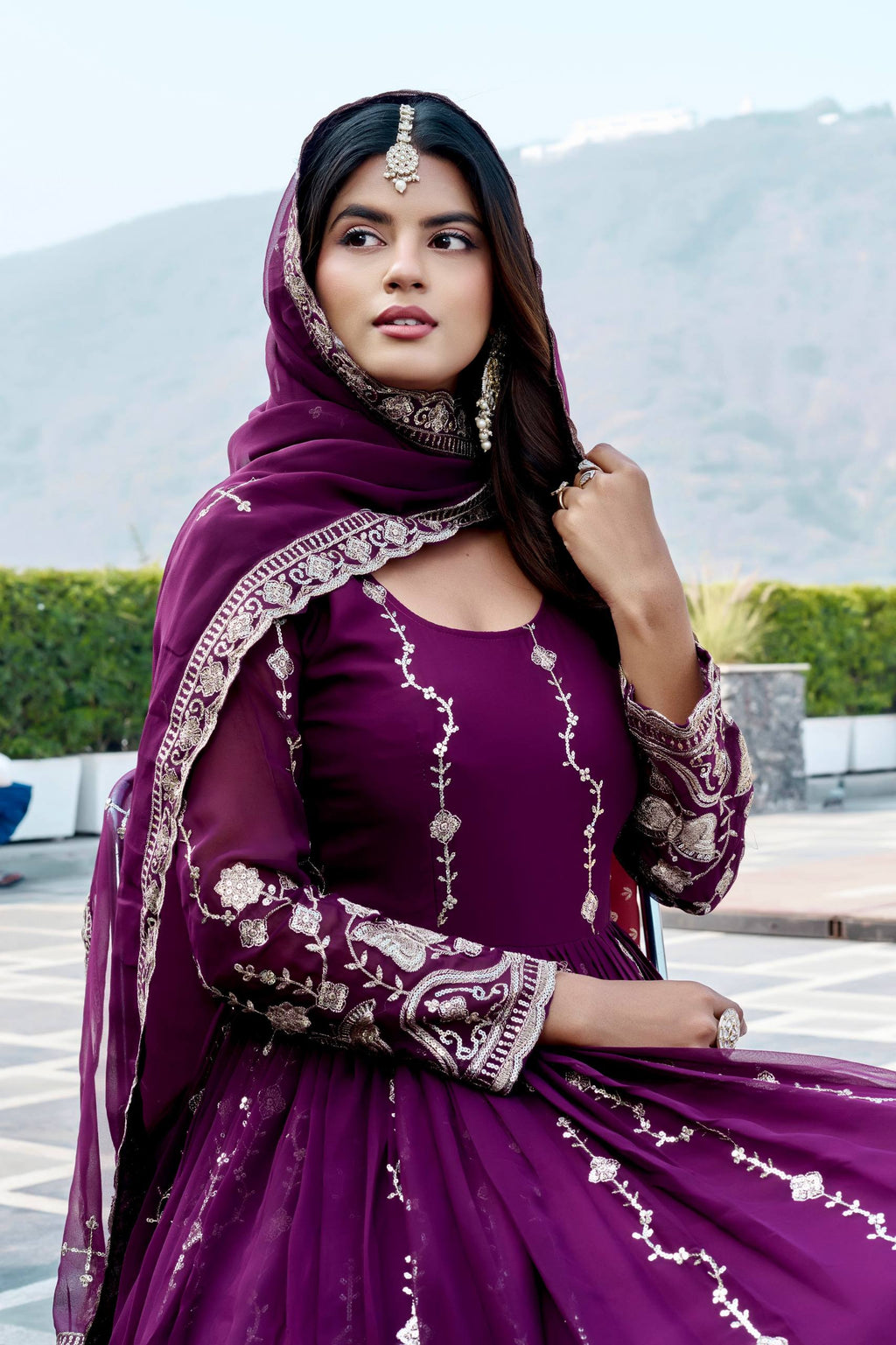 Elegant Fox Georgette Gown with Heavy Sequence Embroidered Dupatta