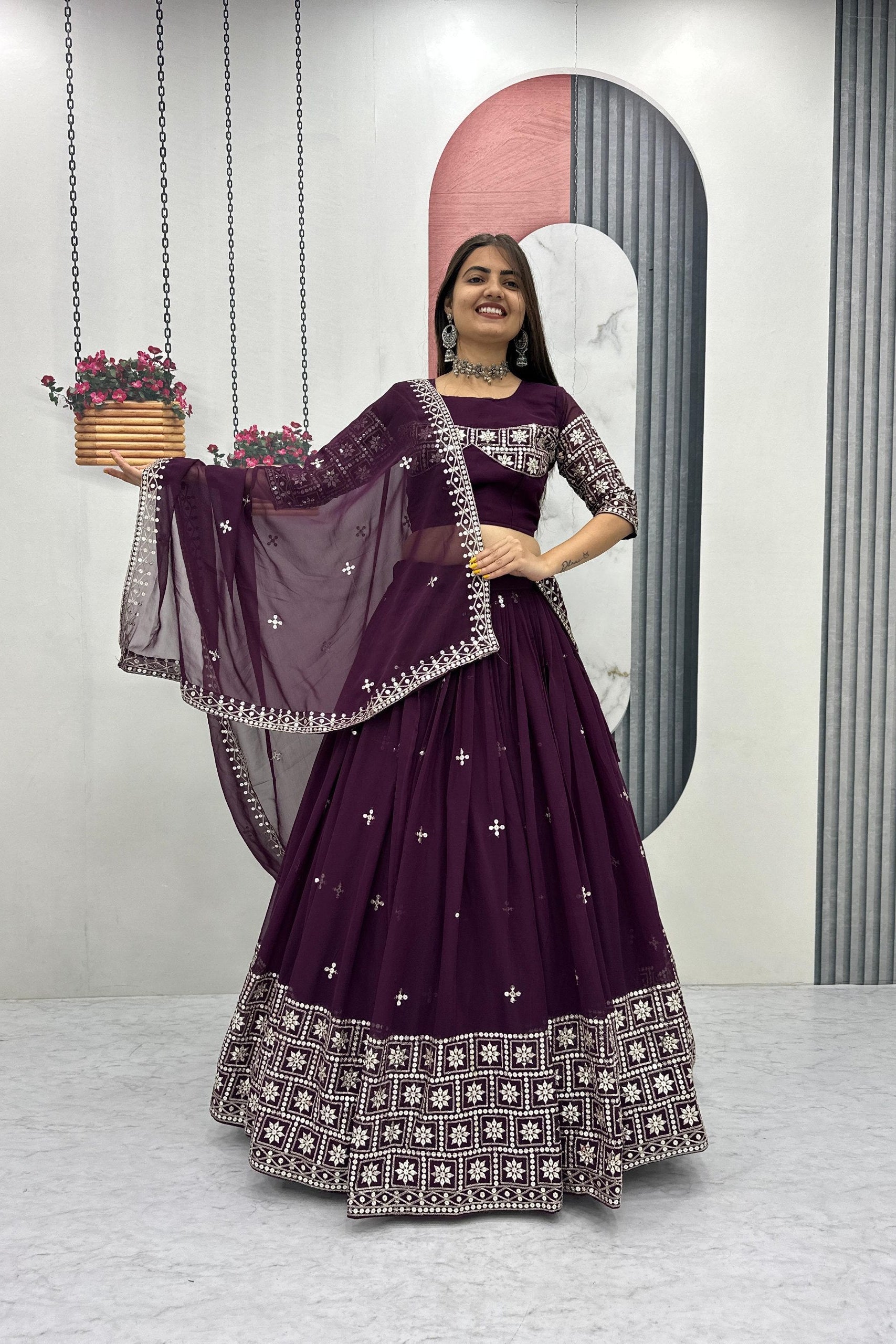 Fox Georgette Heavy Embroidered Lehenga Choli with Dupatta