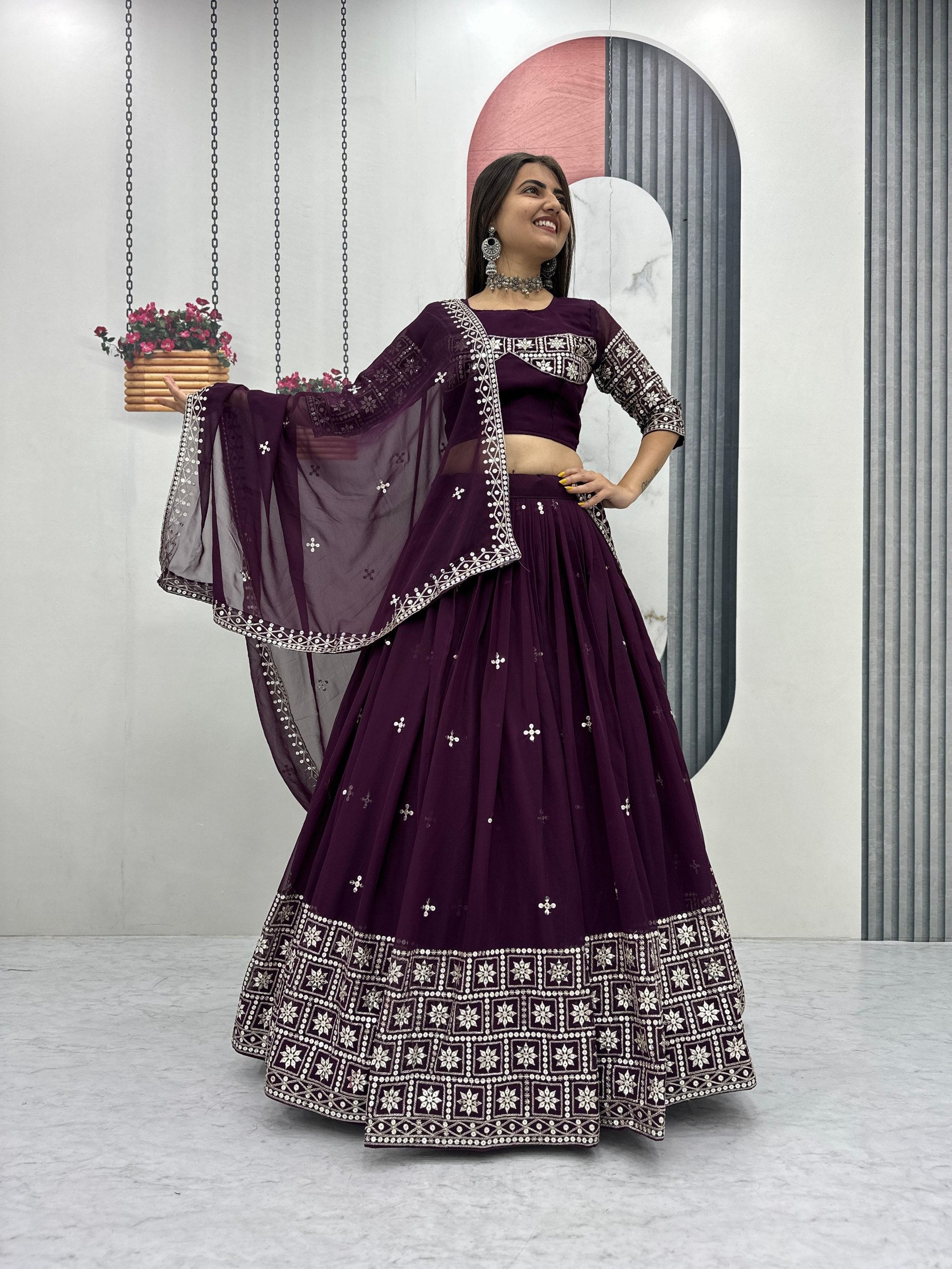 Fox Georgette Heavy Embroidered Lehenga Choli with Dupatta