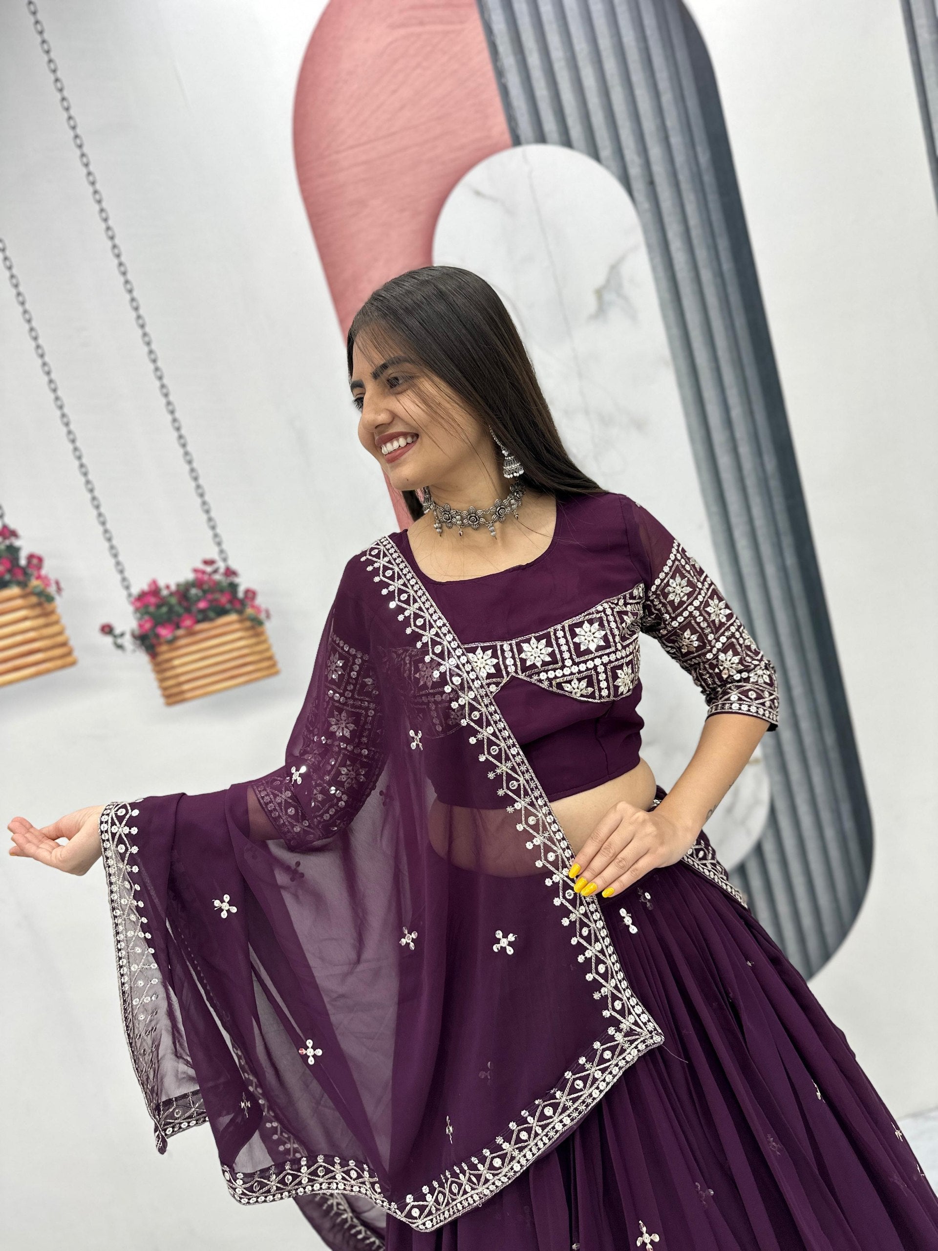 Fox Georgette Heavy Embroidered Lehenga Choli with Dupatta