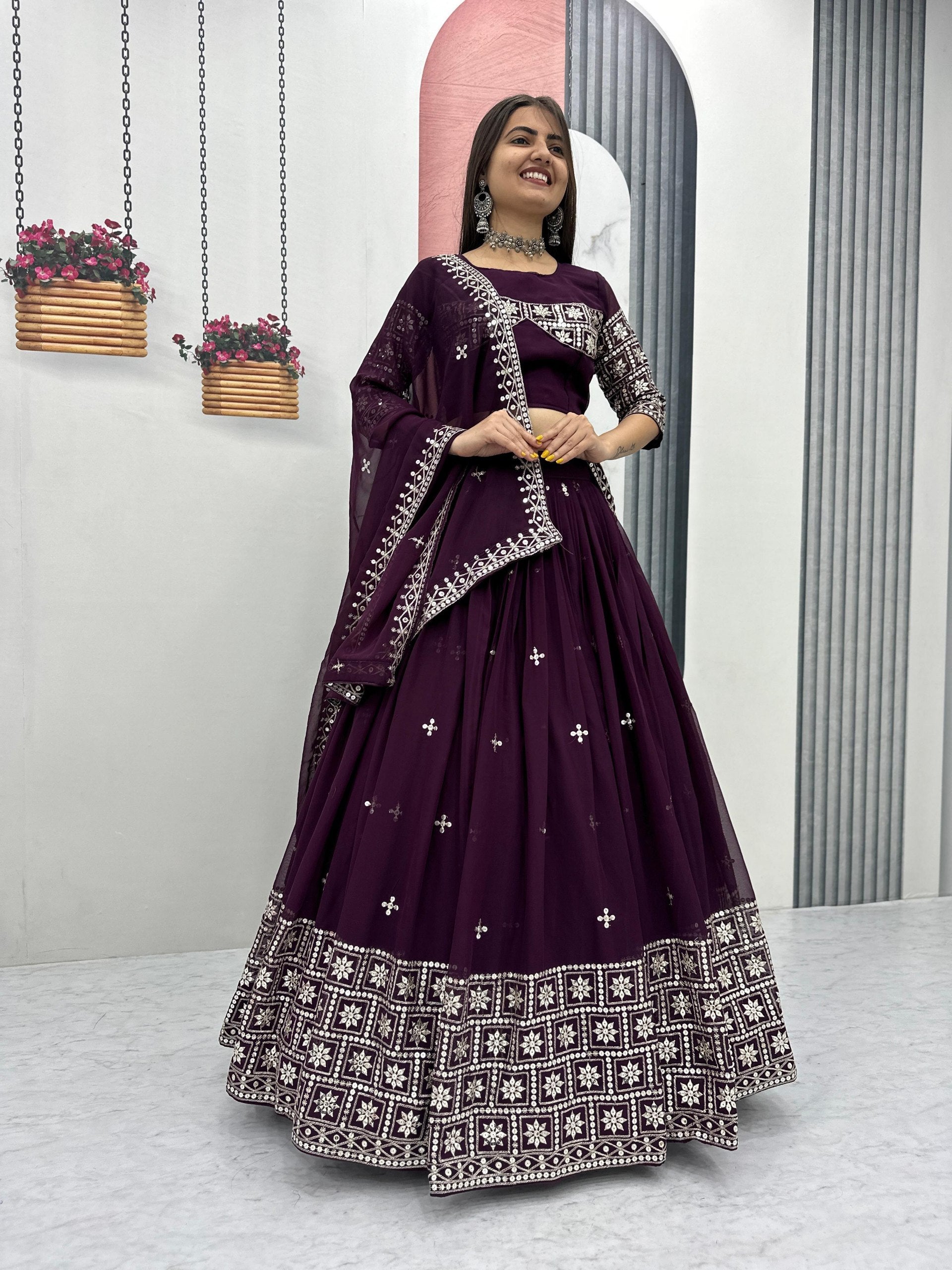 Fox Georgette Heavy Embroidered Lehenga Choli with Dupatta