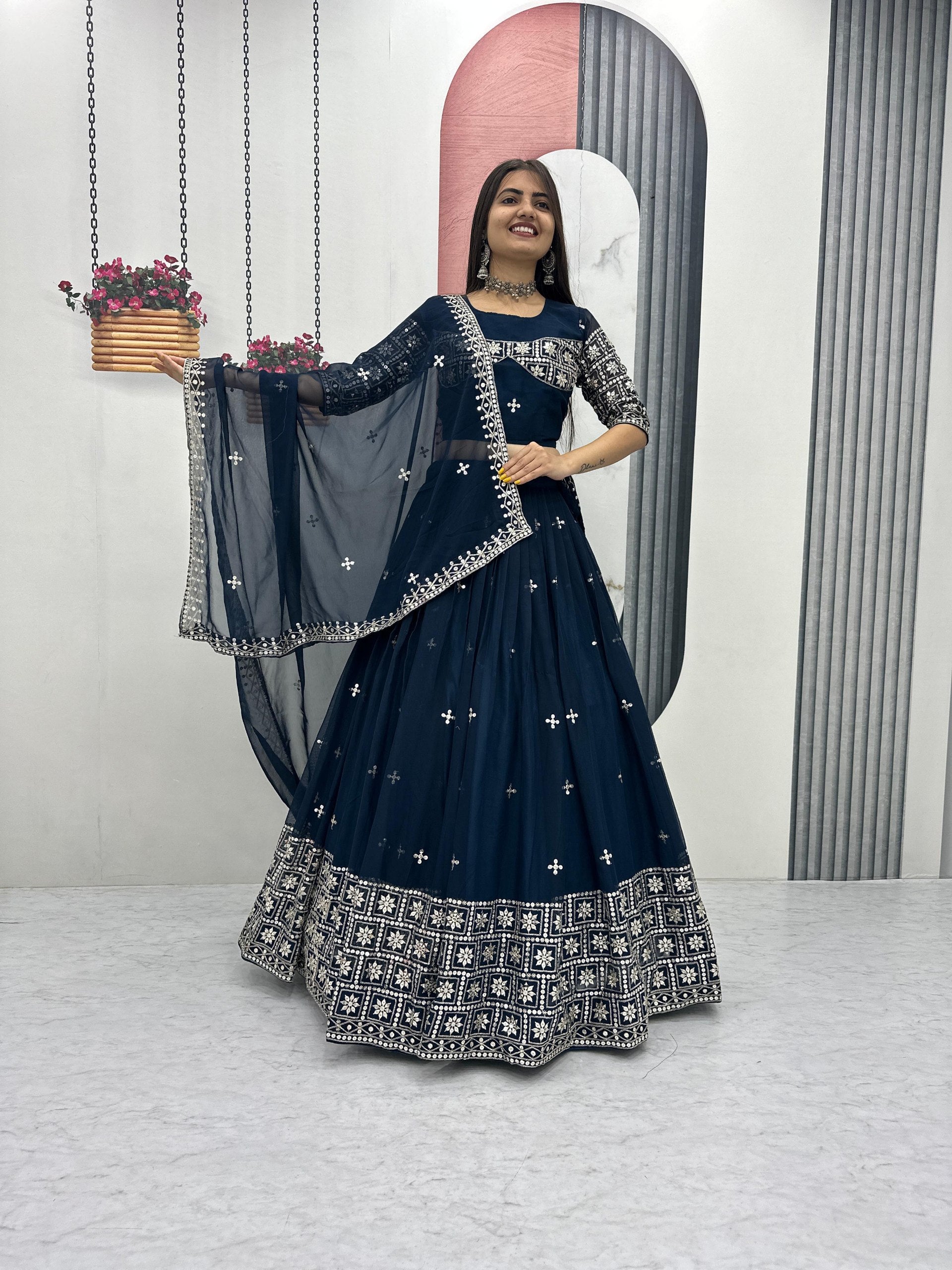 Fox Georgette Heavy Embroidered Lehenga Choli with Dupatta