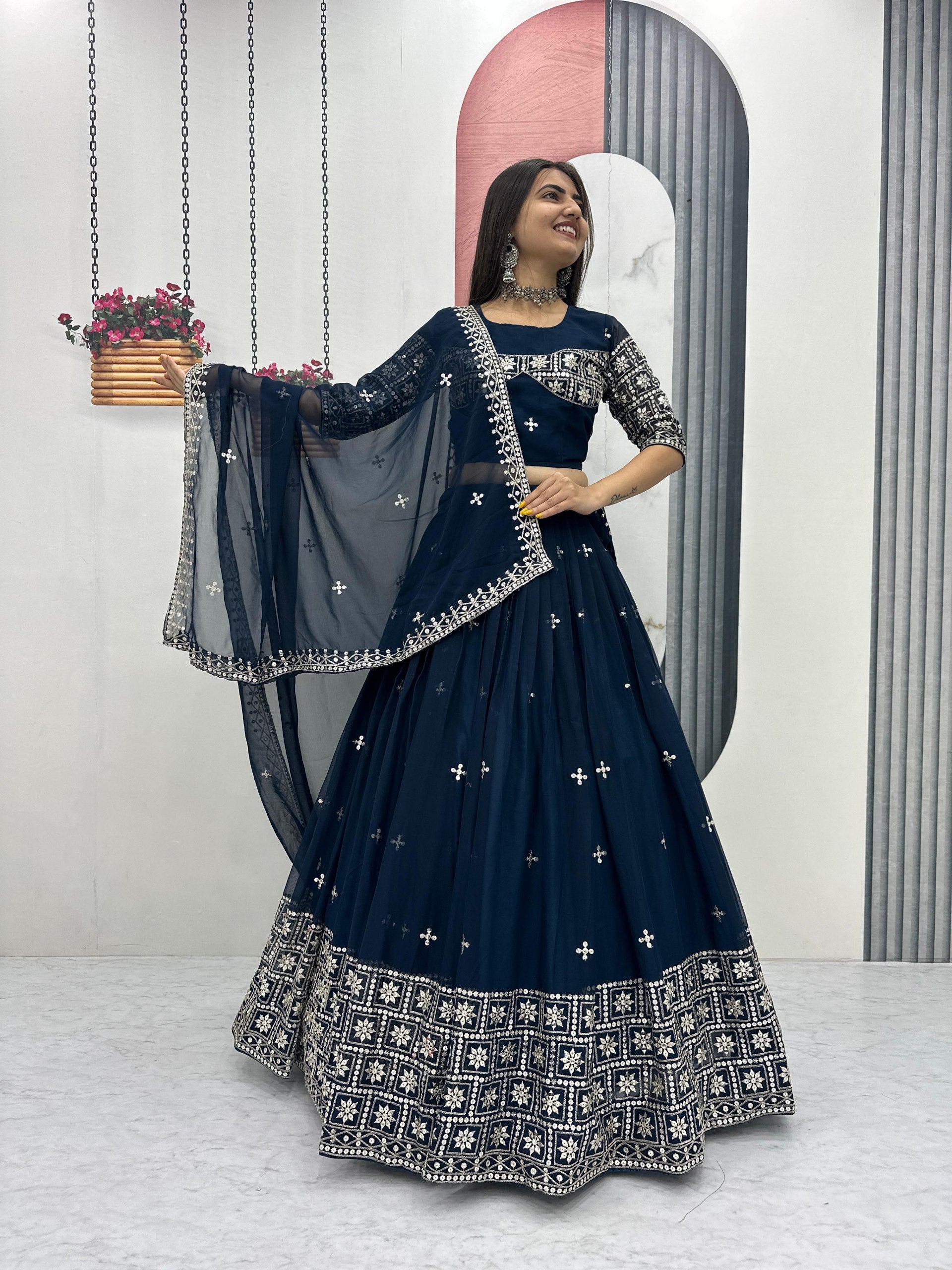 Fox Georgette Heavy Embroidered Lehenga Choli with Dupatta