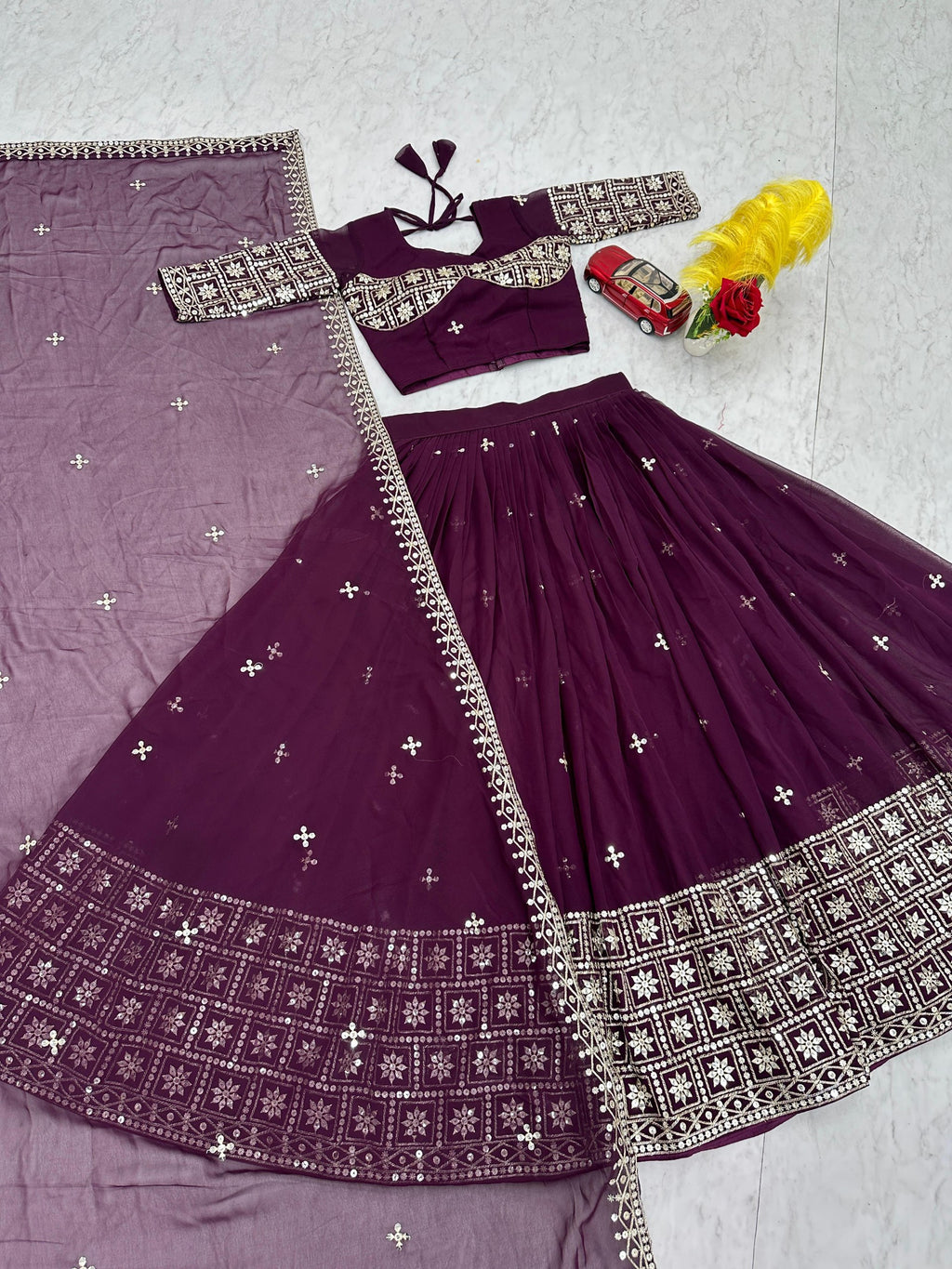 Fox Georgette Heavy Embroidered Lehenga Choli with Dupatta