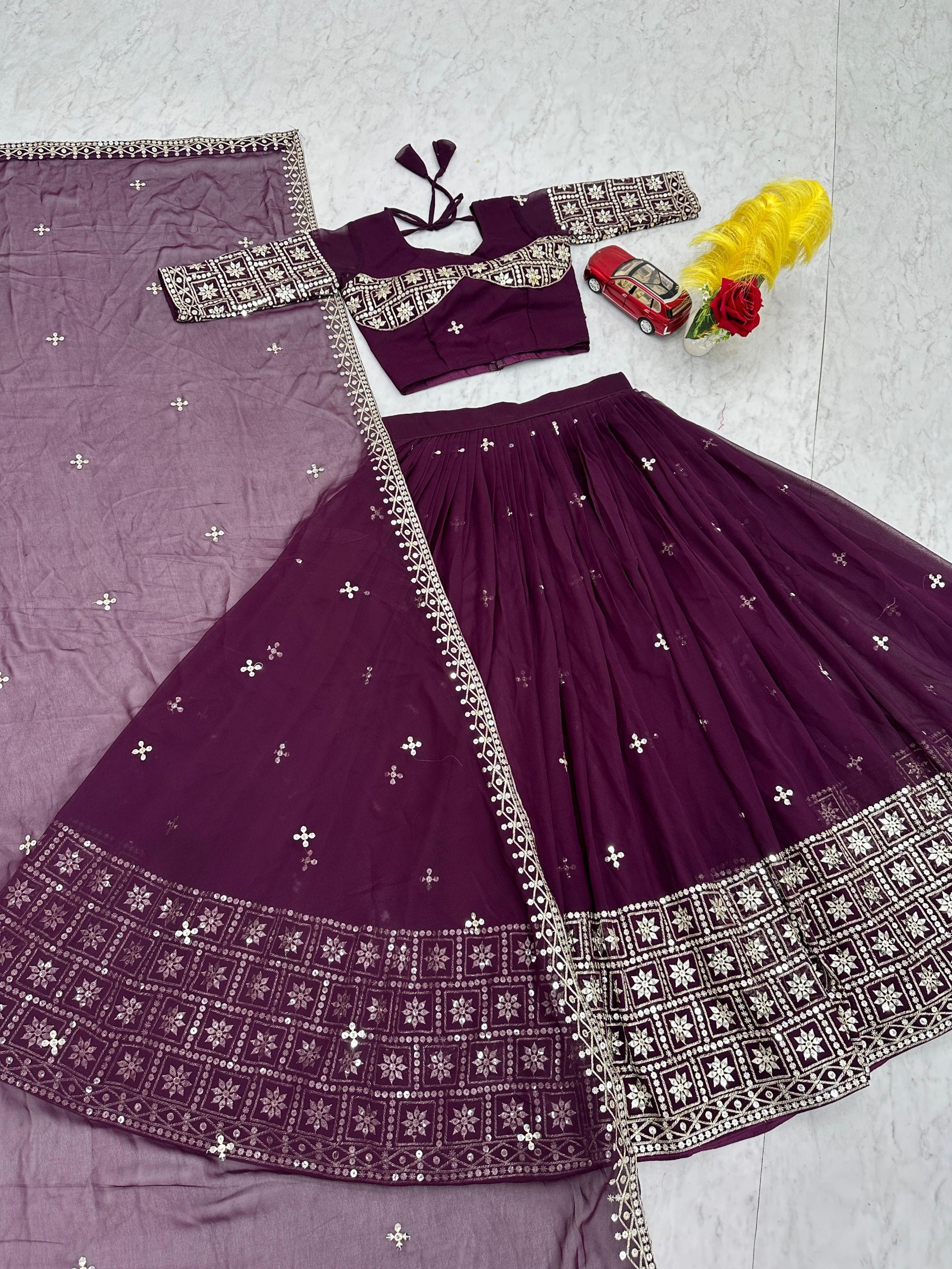 Fox Georgette Heavy Embroidered Lehenga Choli with Dupatta