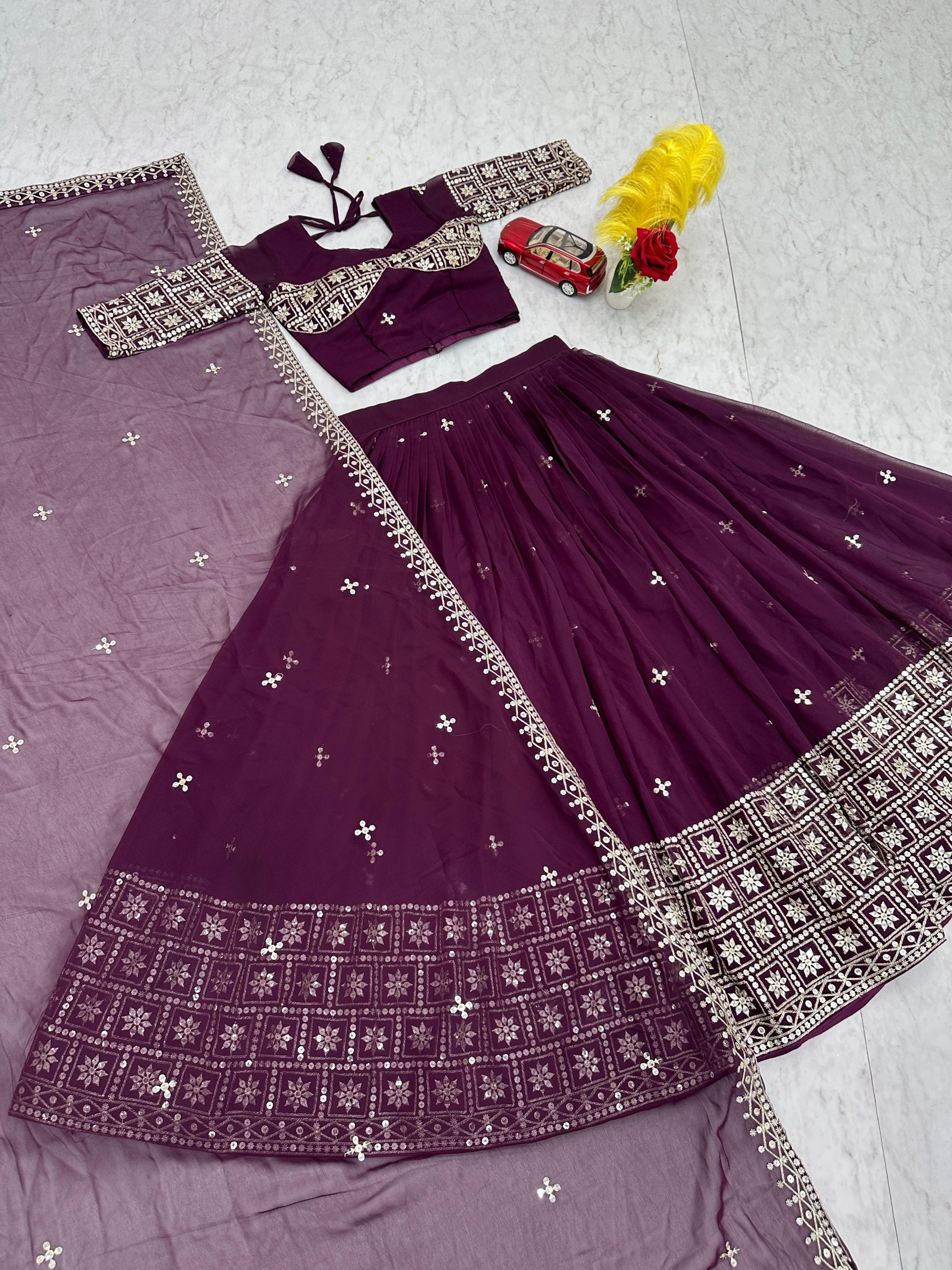 Fox Georgette Heavy Embroidered Lehenga Choli with Dupatta