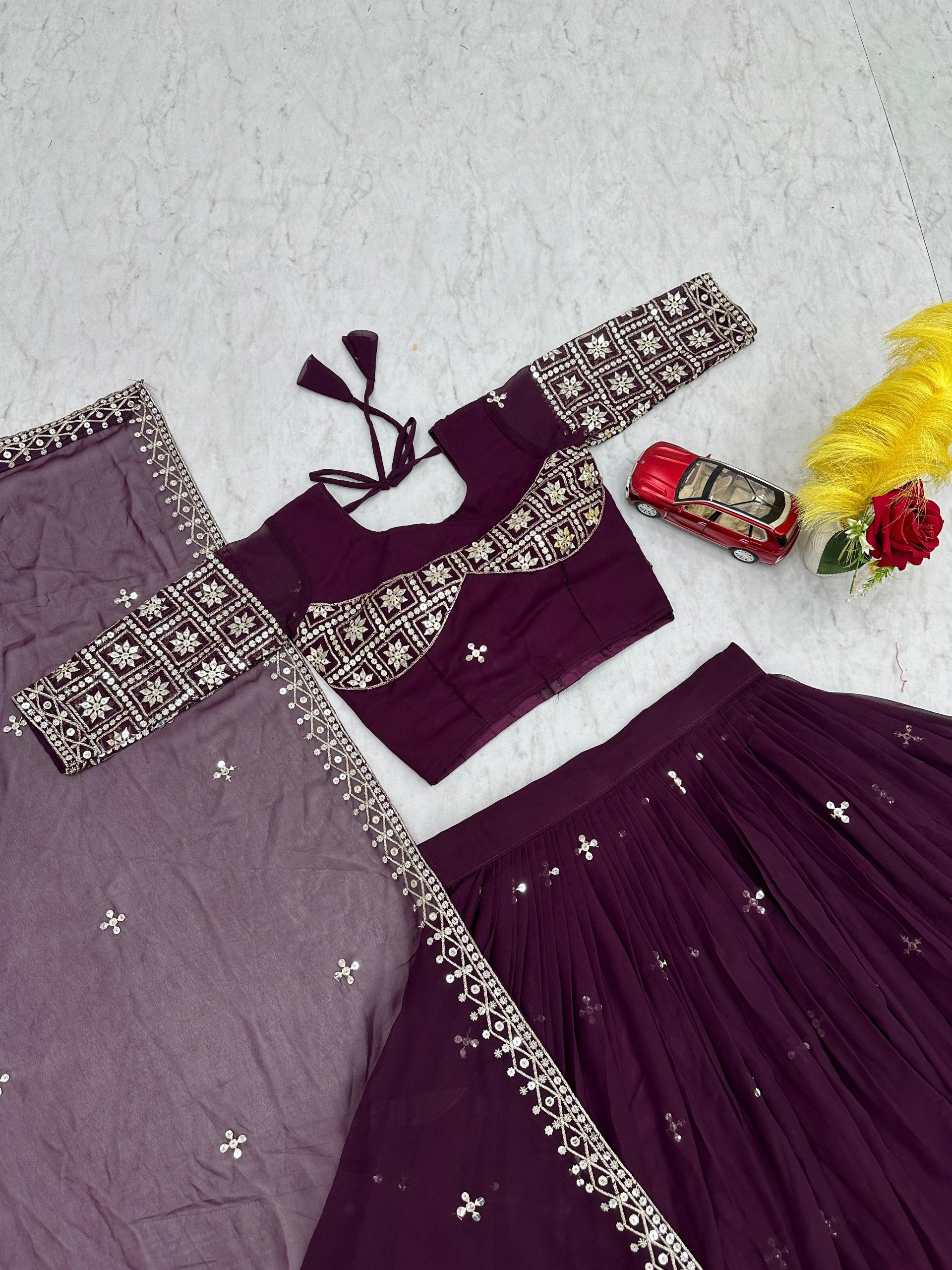 Fox Georgette Heavy Embroidered Lehenga Choli with Dupatta
