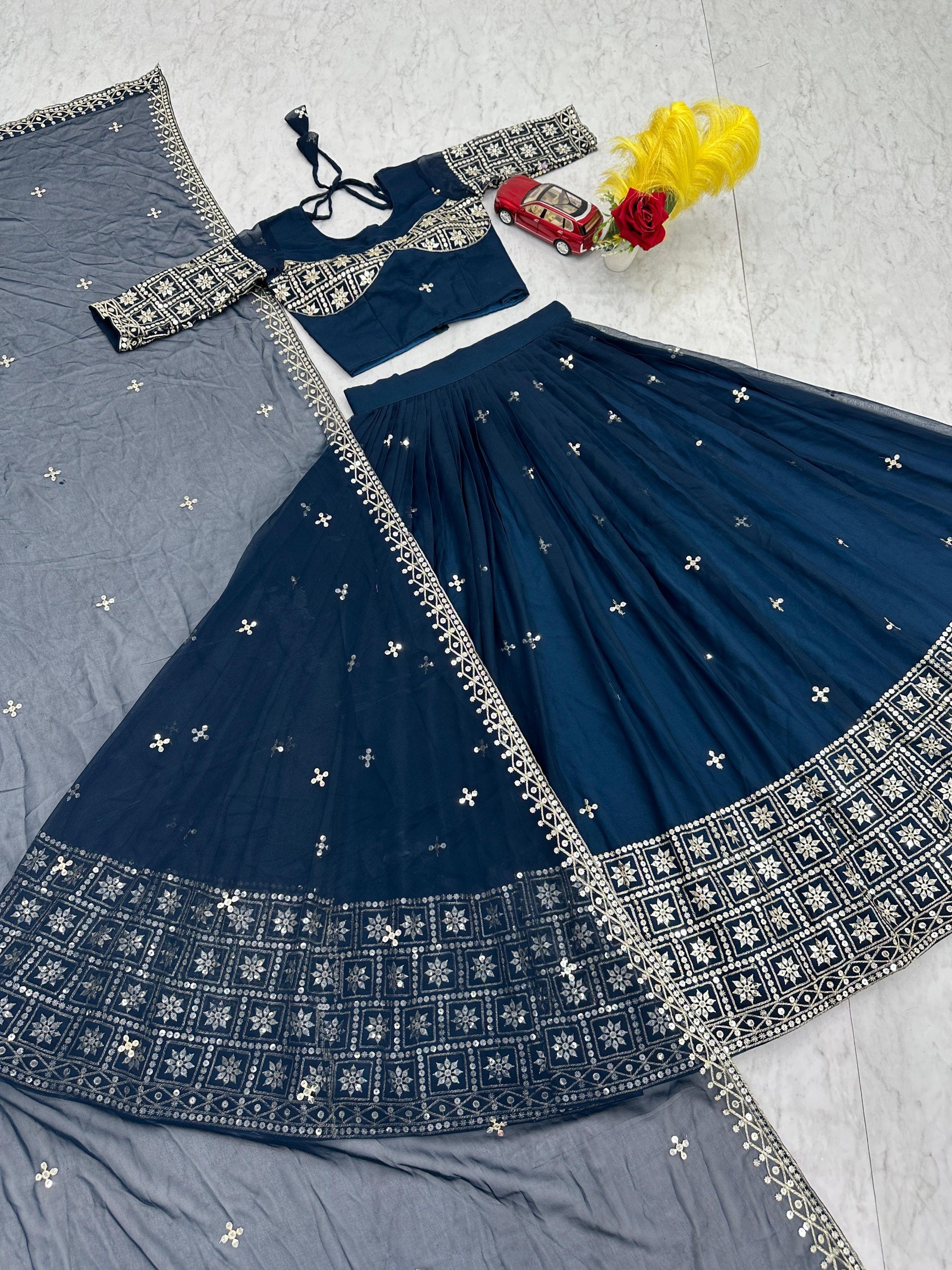 Fox Georgette Heavy Embroidered Lehenga Choli with Dupatta