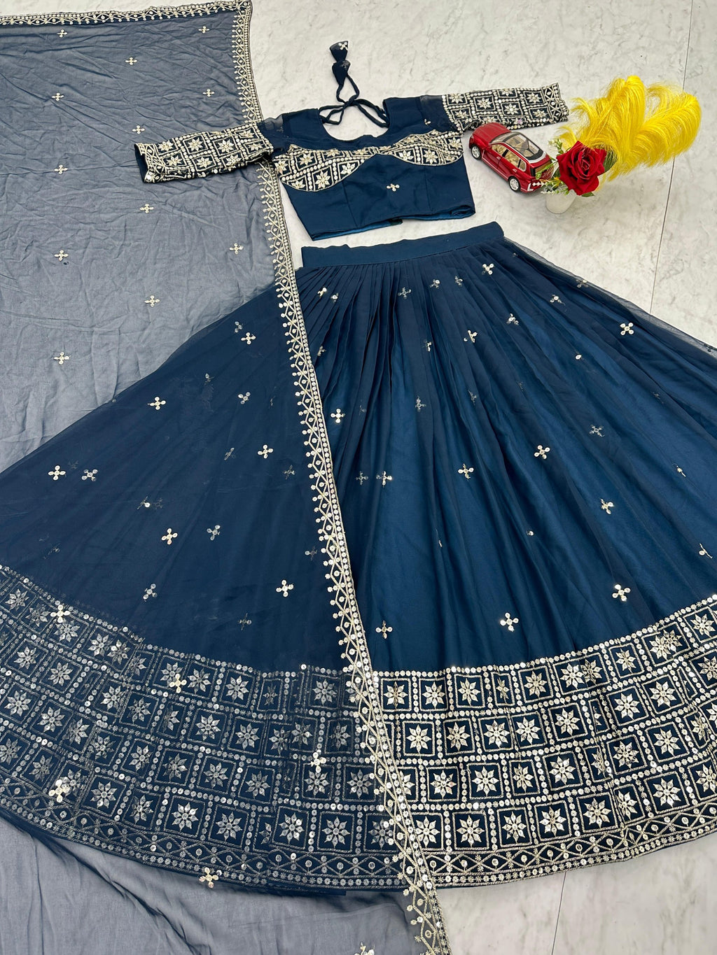 Fox Georgette Heavy Embroidered Lehenga Choli with Dupatta