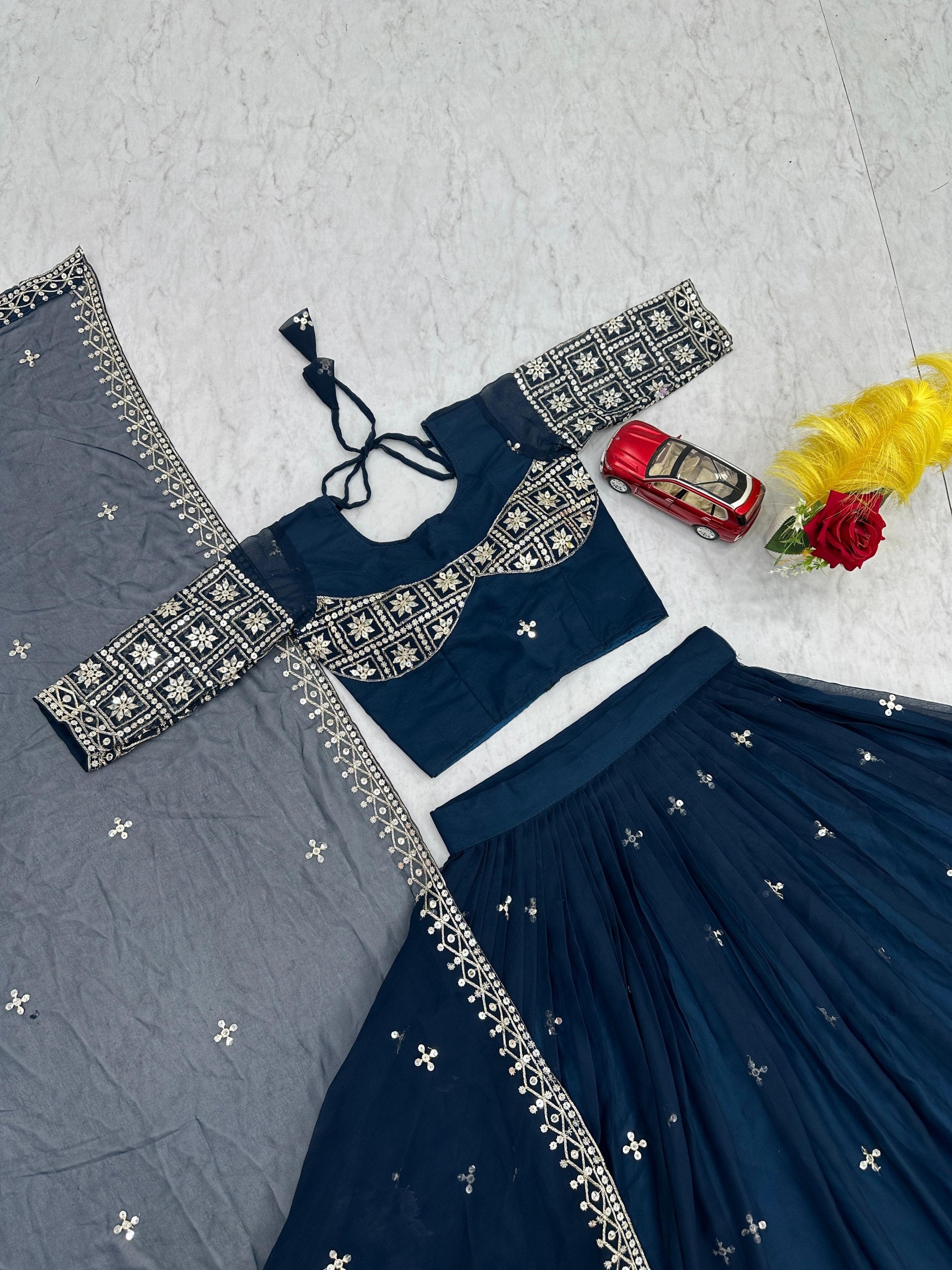Fox Georgette Heavy Embroidered Lehenga Choli with Dupatta