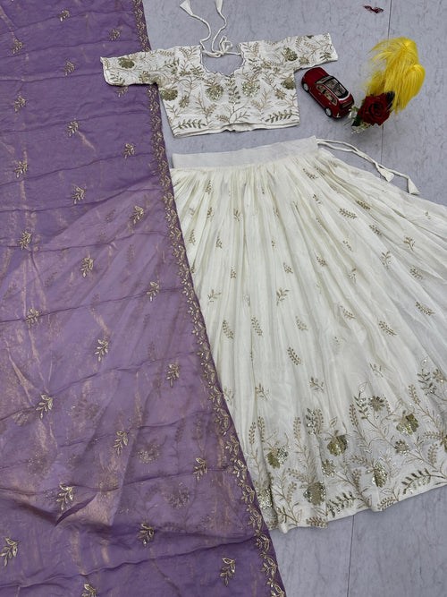 Chinon Embroidered Lehenga Choli with Fendy Dupatta