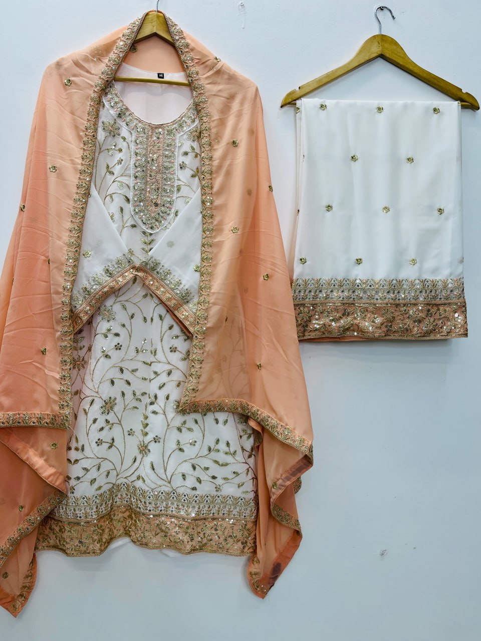 Premium Embroidered Faux Georgette Plazo Suit Set