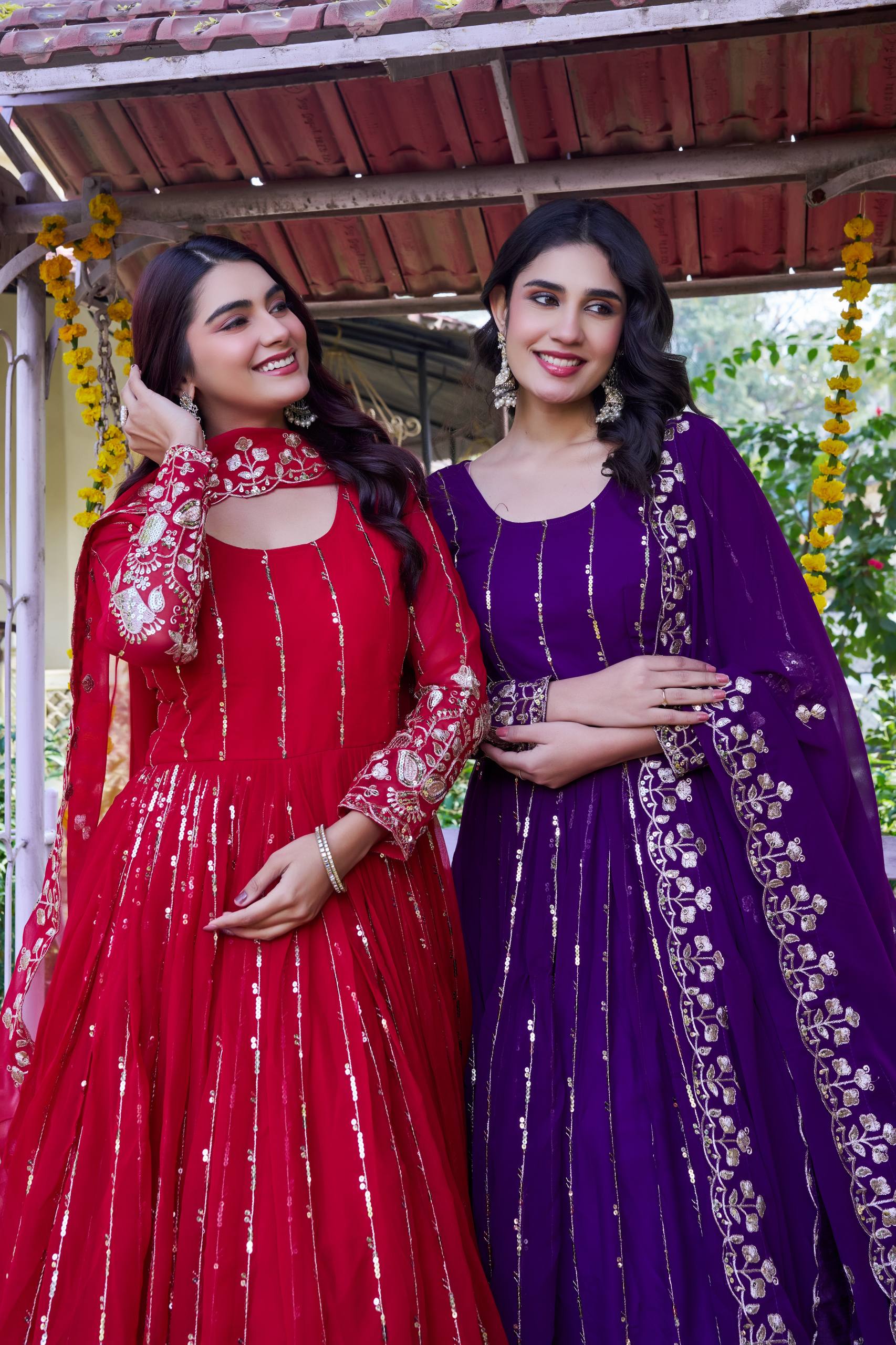 Heavy Designer Fox Georgette Gown with 5mm Sequence Embroidered Dupatta