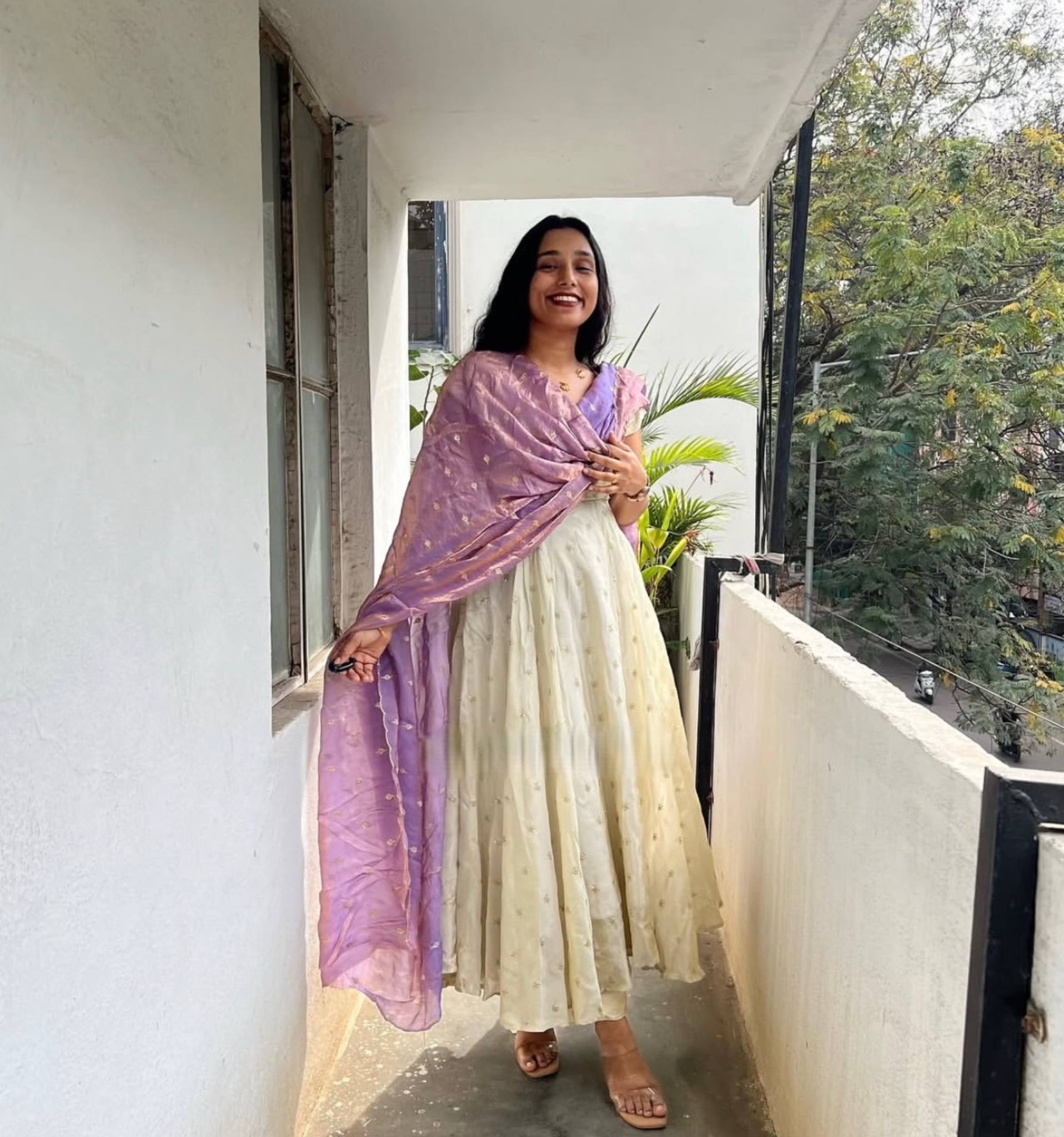 Women’s Premium Muslin Printed Designer Gown with Frill Work