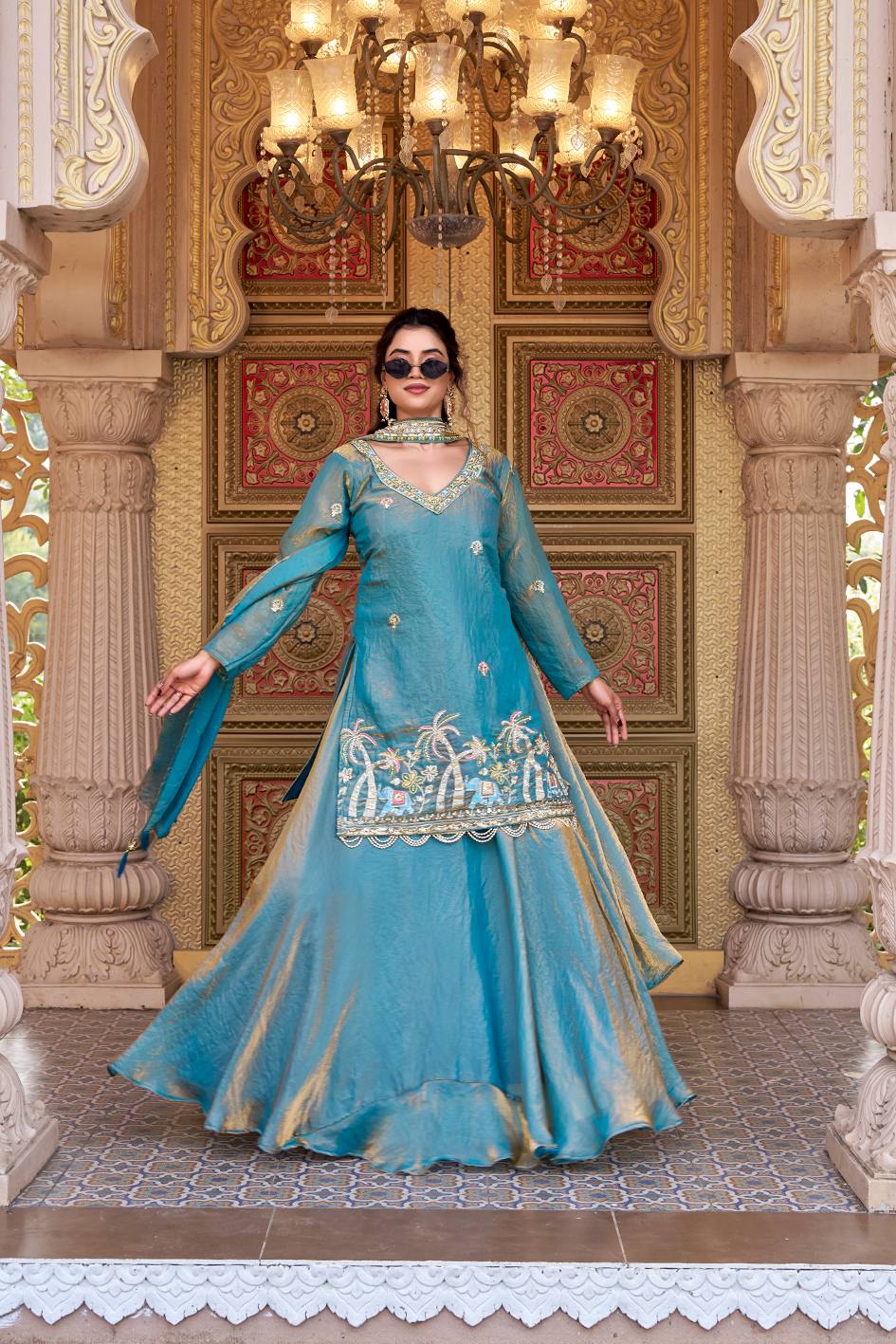 Heavy Designer Fendy Lehenga Kurti Set with Embroidery Moti & Sequence Work