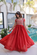 Sequins & Zari Embroidered Gown – Elegant Party & Festive Wear Gown
