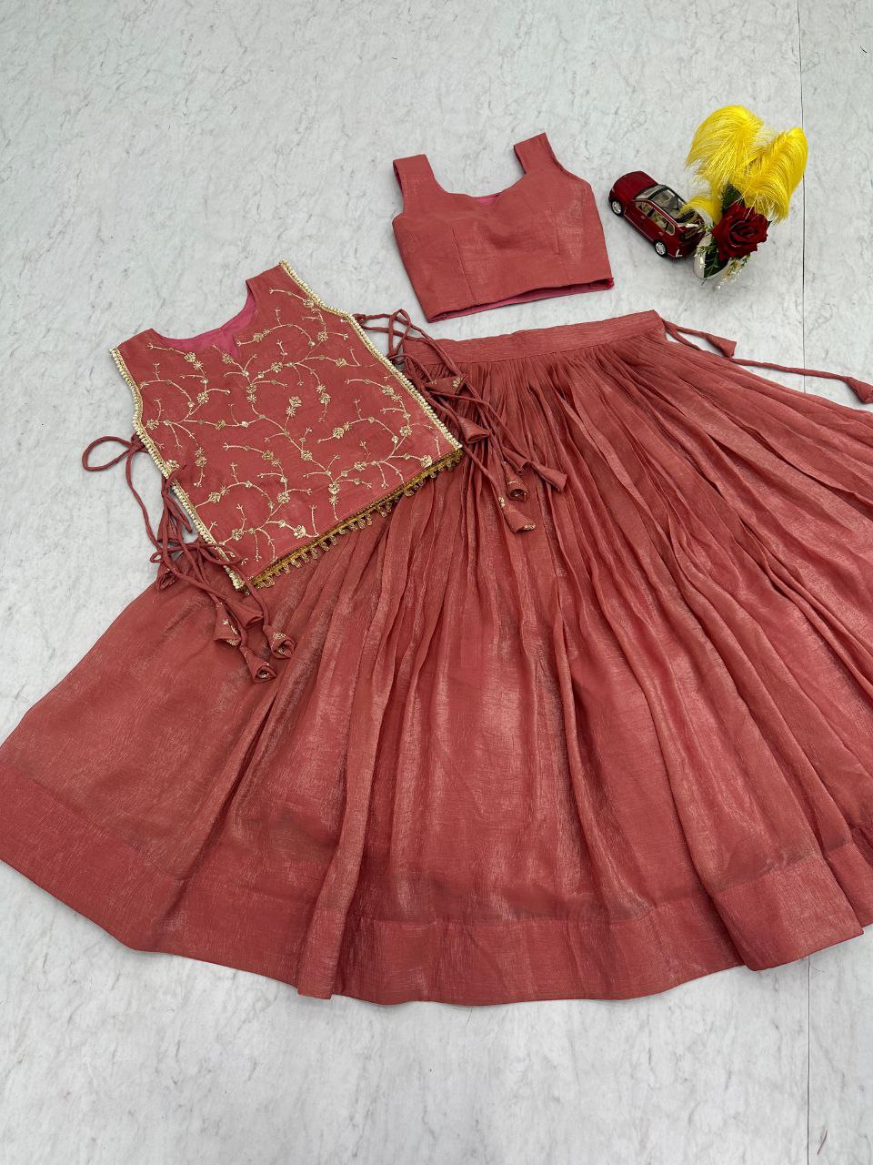 Crunchy Silk Lehenga with Stitched Blouse – Festive & Wedding Wear