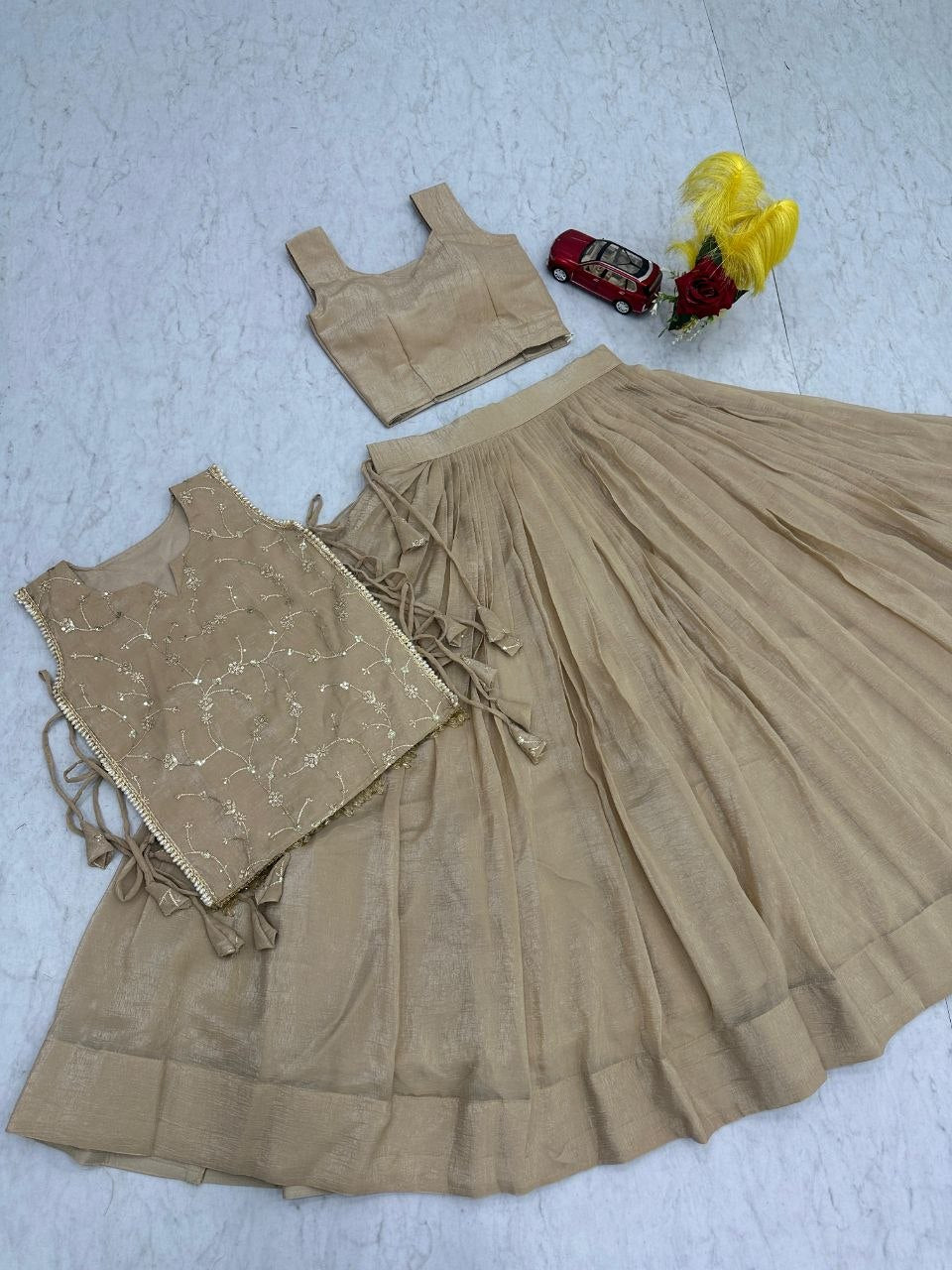 Crunchy Silk Lehenga with Stitched Blouse – Festive & Wedding Wear