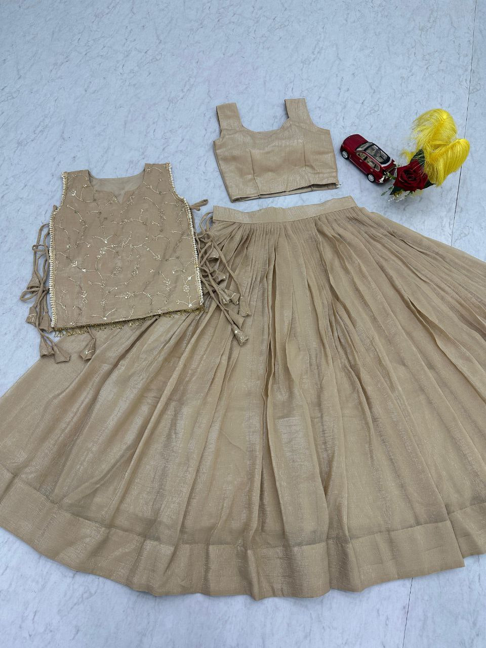 Crunchy Silk Lehenga with Stitched Blouse – Festive & Wedding Wear