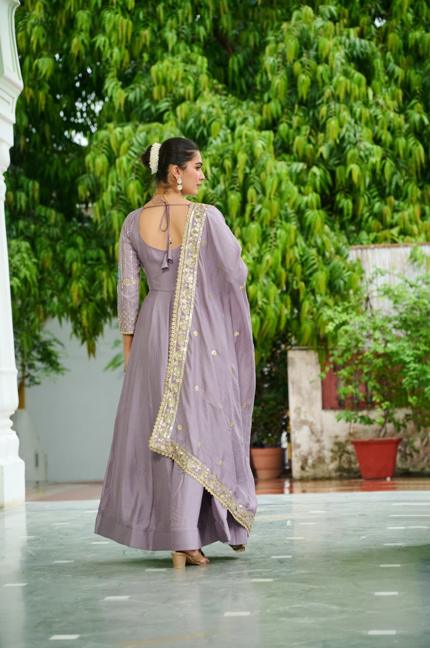 Royal Look Gown Set with Heavy Embroidery & Dupatta