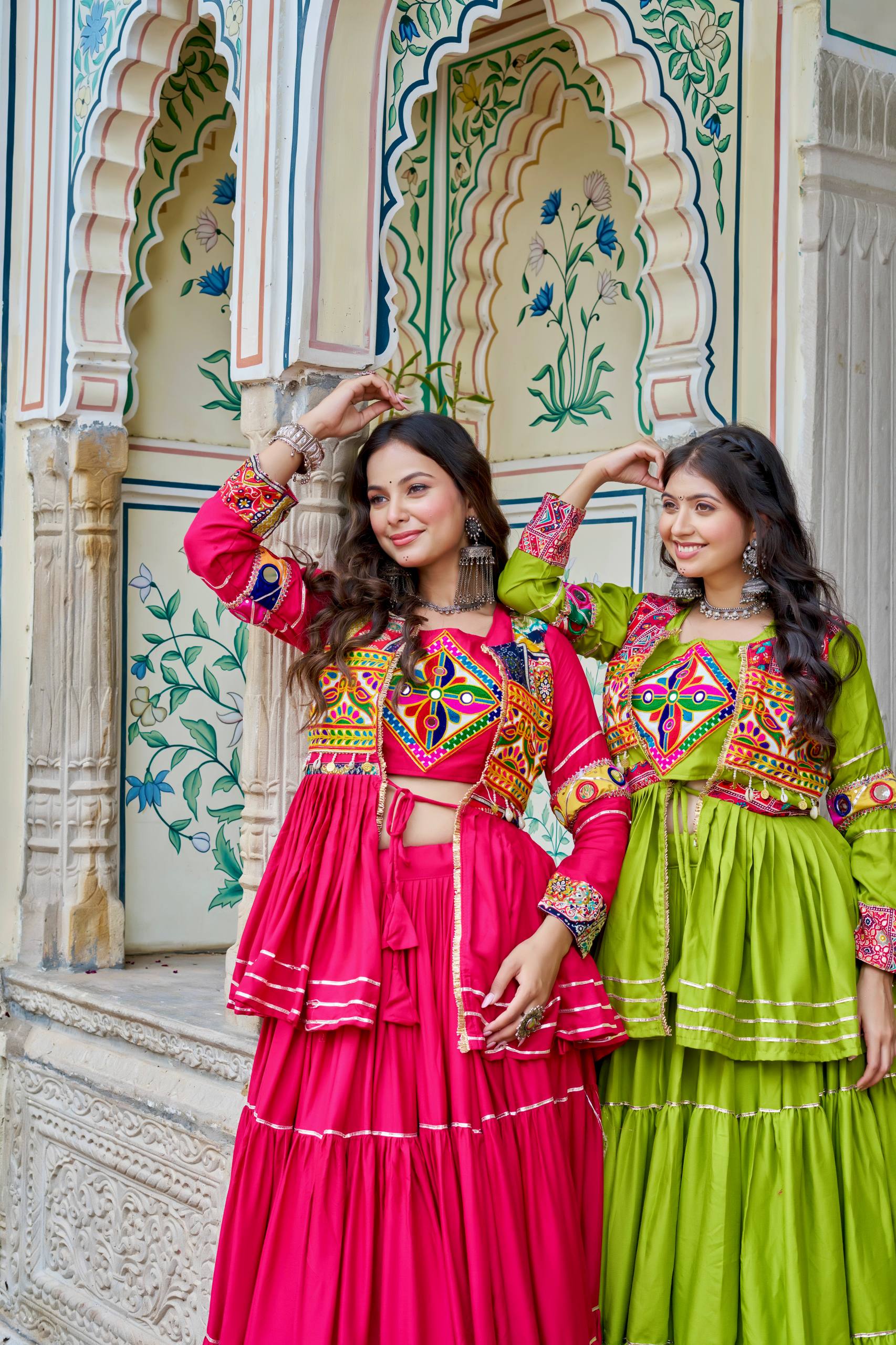 Heavy Gamthi Work Cotton Lehenga Choli with Designer Koti – 9 Meter Flair