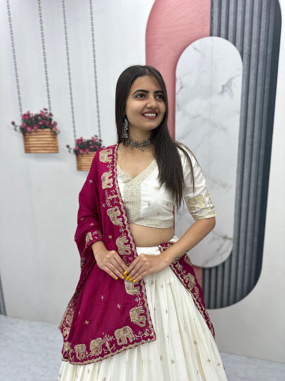 Chinon Heavy Embroidered Lehenga Choli Set