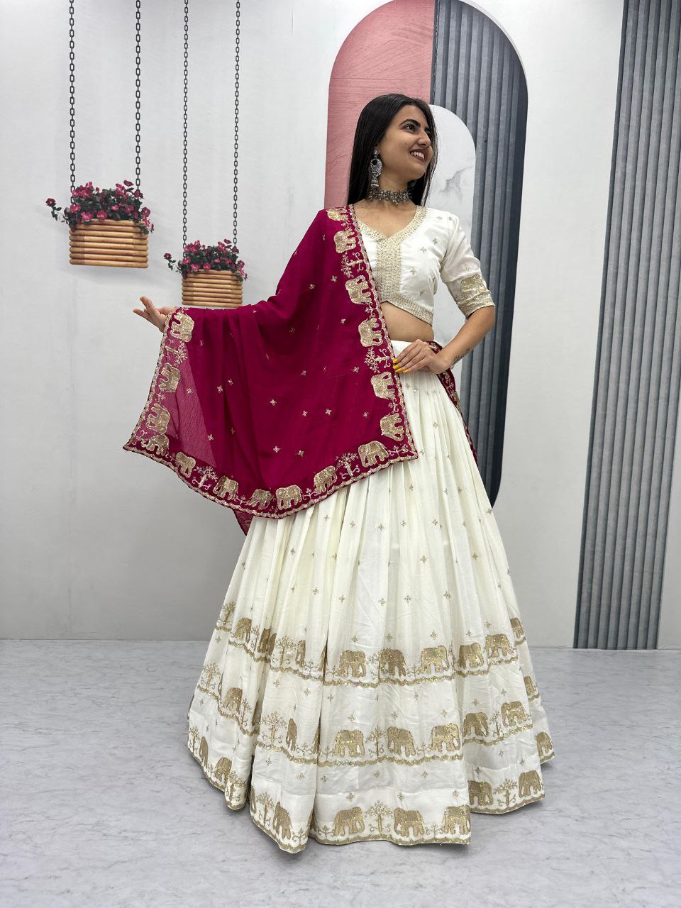 Premium Pure Chinon Heavy Embroidered Lehenga Choli Set
