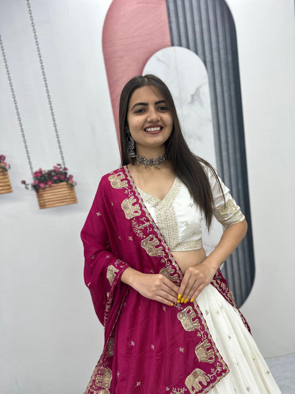 Chinon Heavy Embroidered Lehenga Choli Set