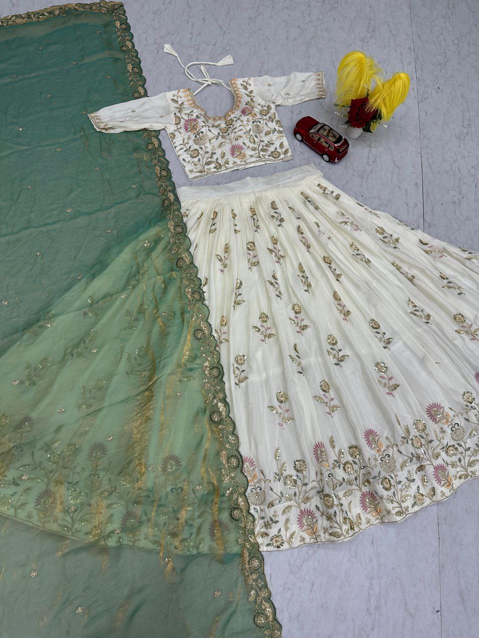 Designer Chinon Embroidered Lehenga Choli with Fendy Dupatta