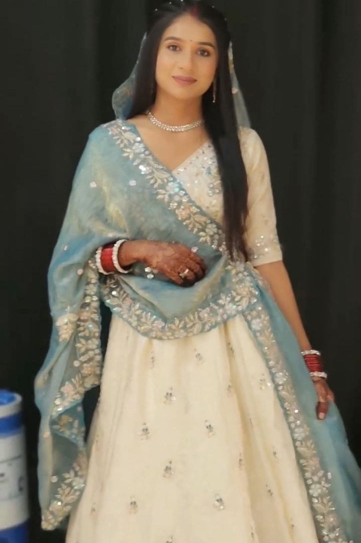 Chinon Lehenga Choli Set with Embroidered Fendy Dupatta
