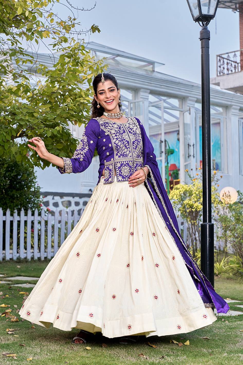Heavy Designer Vichitra & Tissue Silk Lehenga Choli Set with Rich Embroidery Work