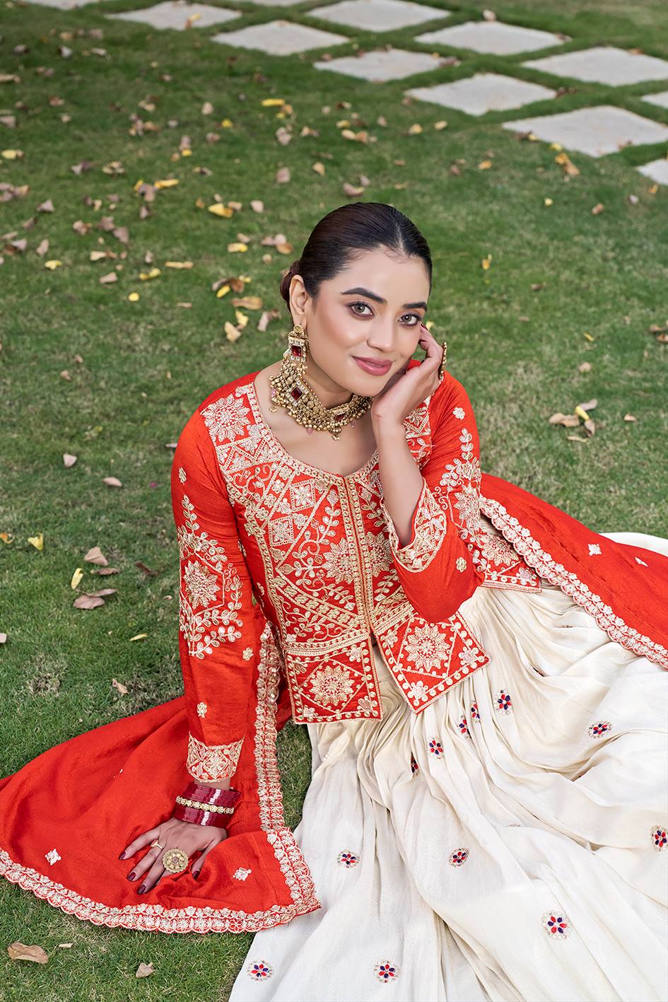 Heavy Designer Vichitra & Tissue Silk Lehenga Choli Set with Rich Embroidery Work