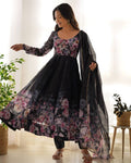 Soft Organza Silk Anarkali Gown Set with Gota Patti Dupatta & Pant