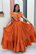 Roman Fabric Gown with Heavy Embroidery & Khatli Work
