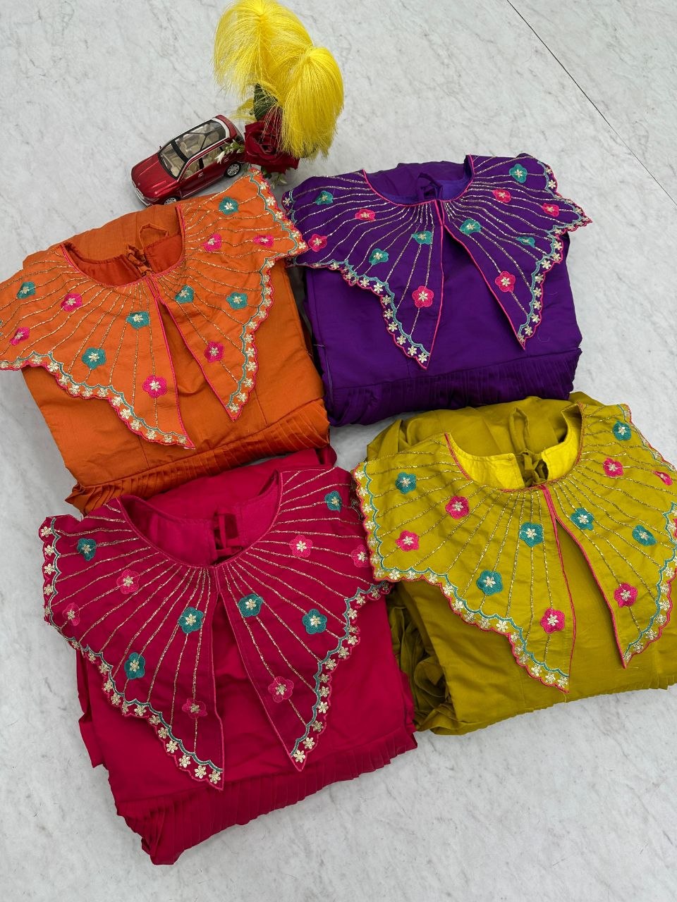Roman Fabric Gown with Heavy Embroidery & Khatli Work